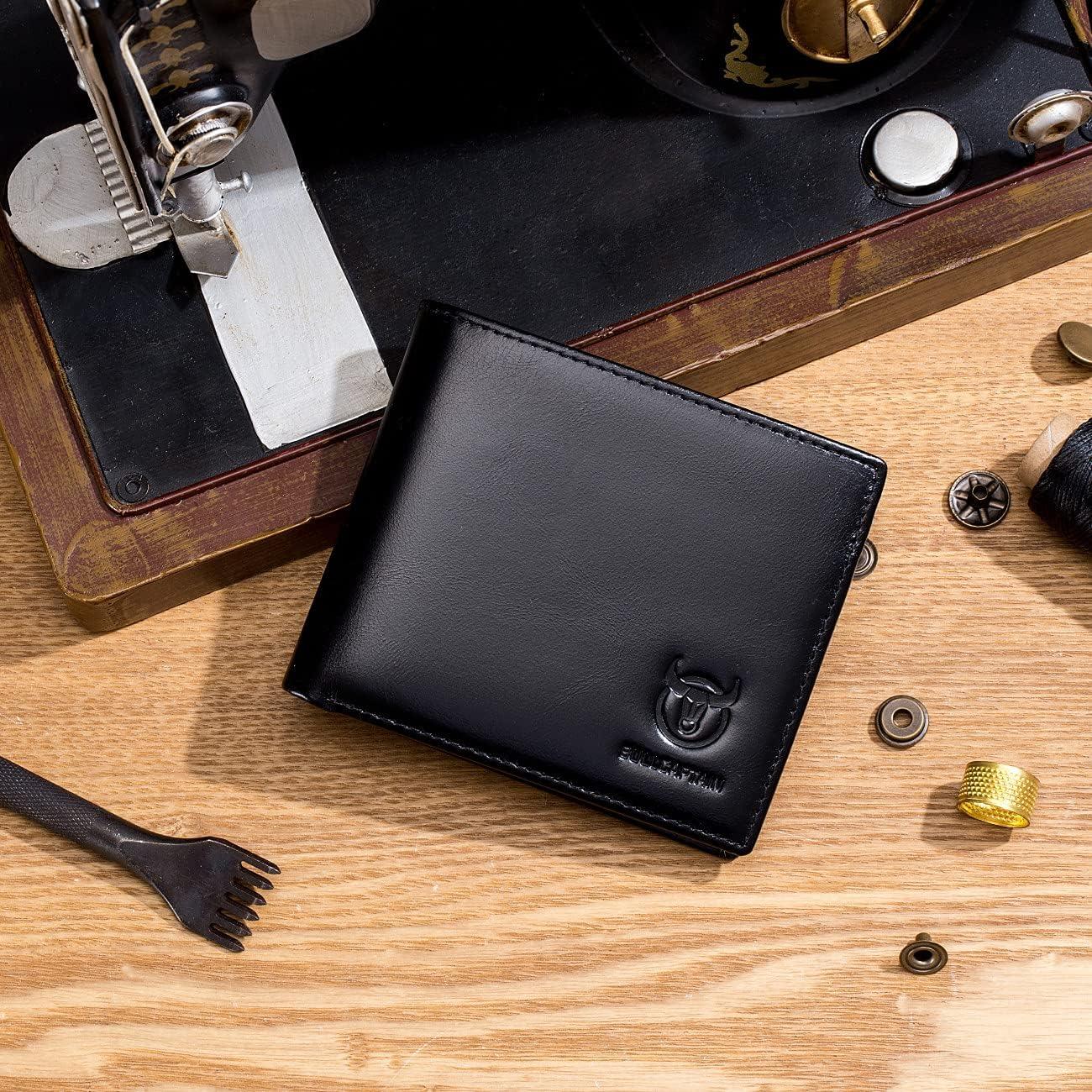 Cartera BULLCAPTAIN RFID de Cuero Genuino para Hombre - Negro