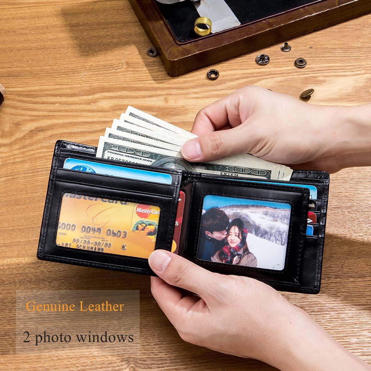 Cartera BULLCAPTAIN RFID de Cuero Genuino para Hombre - Negro