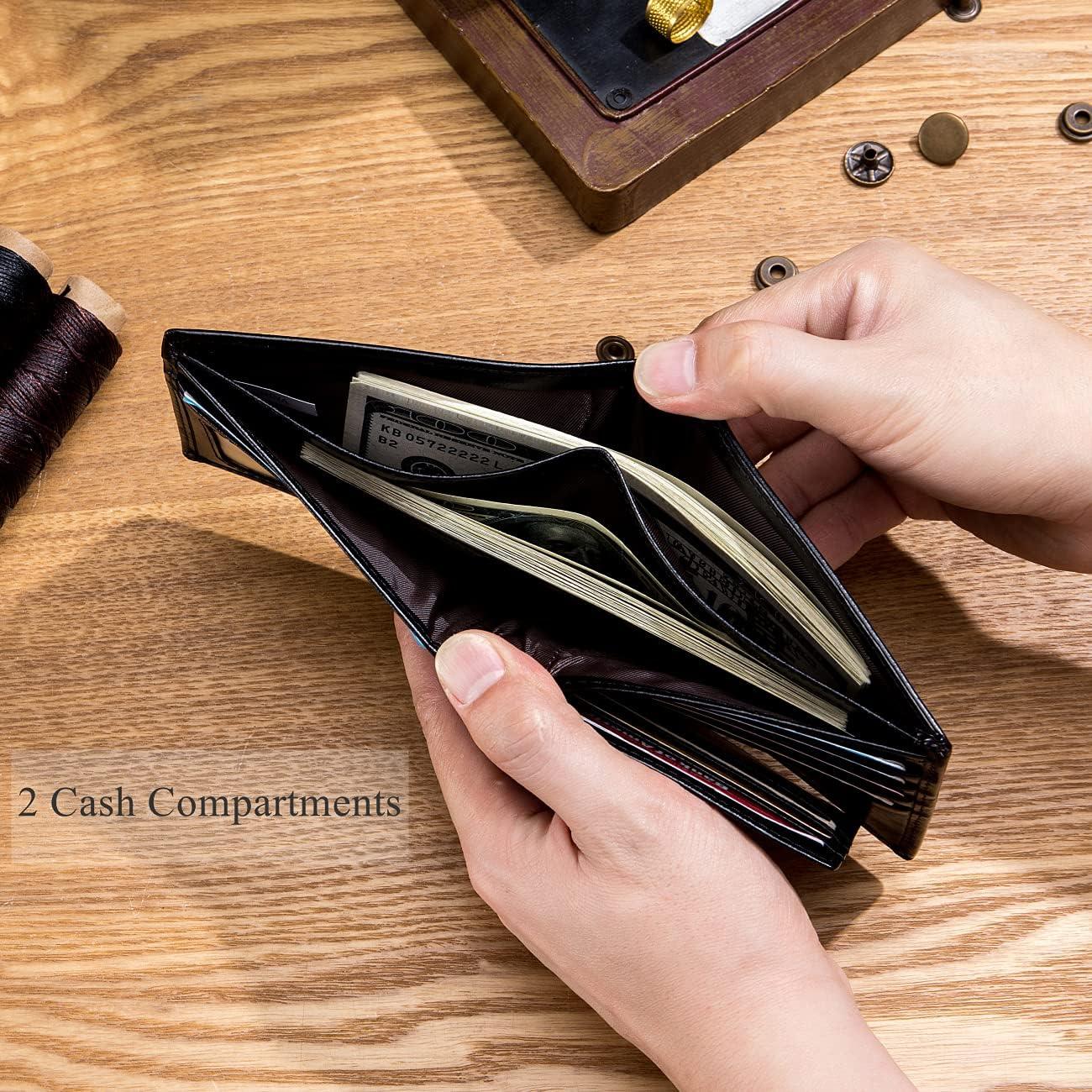 Cartera BULLCAPTAIN RFID de Cuero Genuino para Hombre - Negro