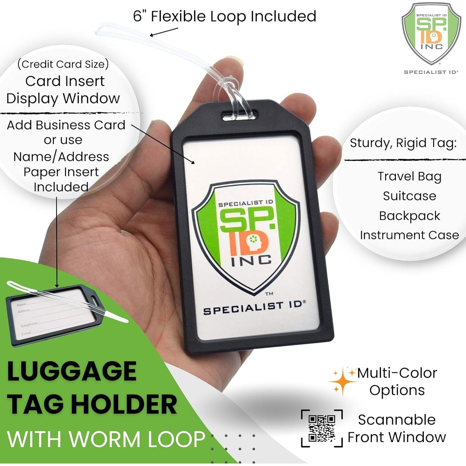 Paquete de 5 Etiquetas de Equipaje Rígidas Specialist ID 15.24 cm