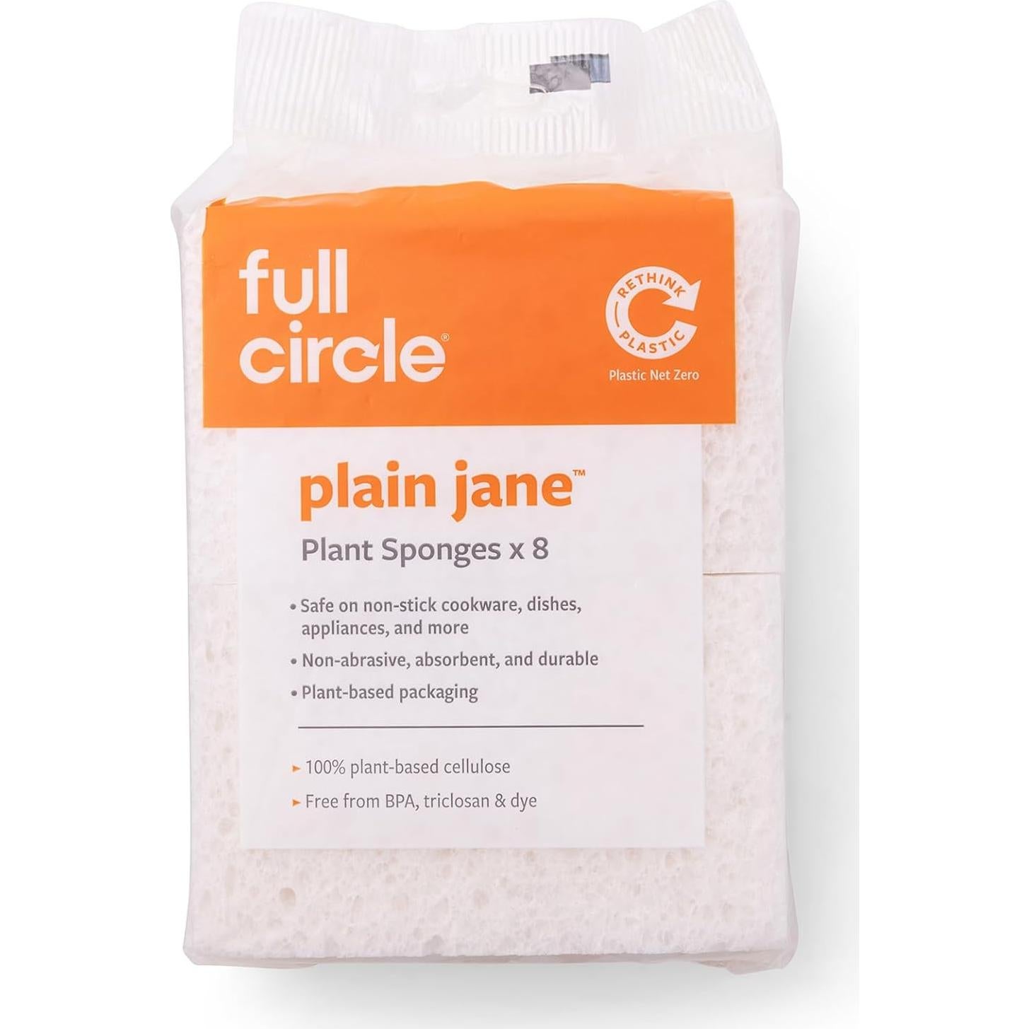 Esponjas de Celulosa Natural Full Circle Plain Jane - Paquete de 8