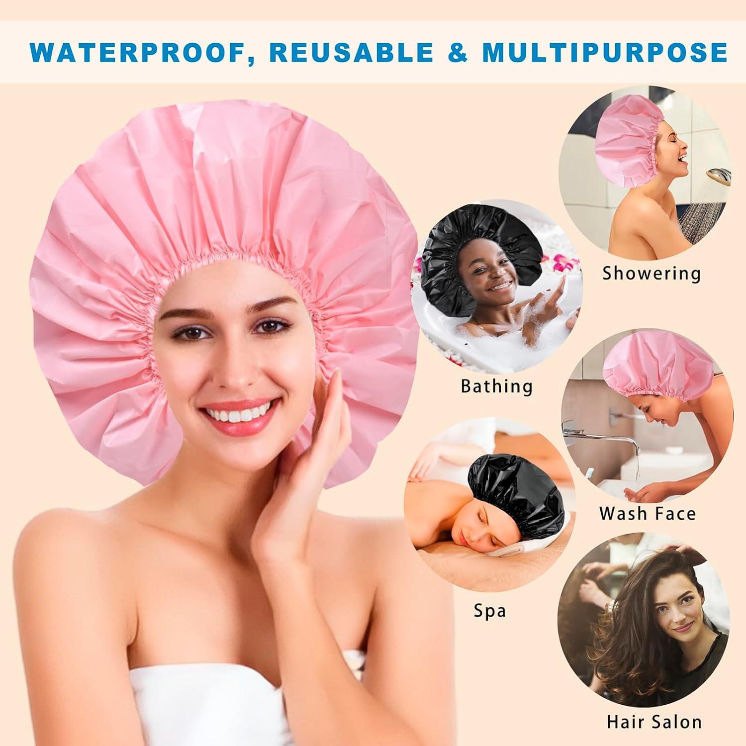 Gorros de Ducha Jumbo CHFONG 2 PCS Impermeables para Cabello Largo