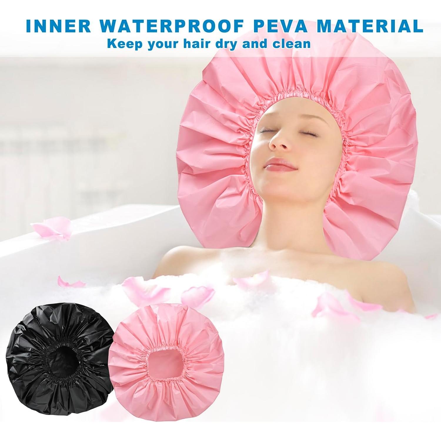 Gorros de Ducha Jumbo CHFONG 2 PCS Impermeables para Cabello Largo