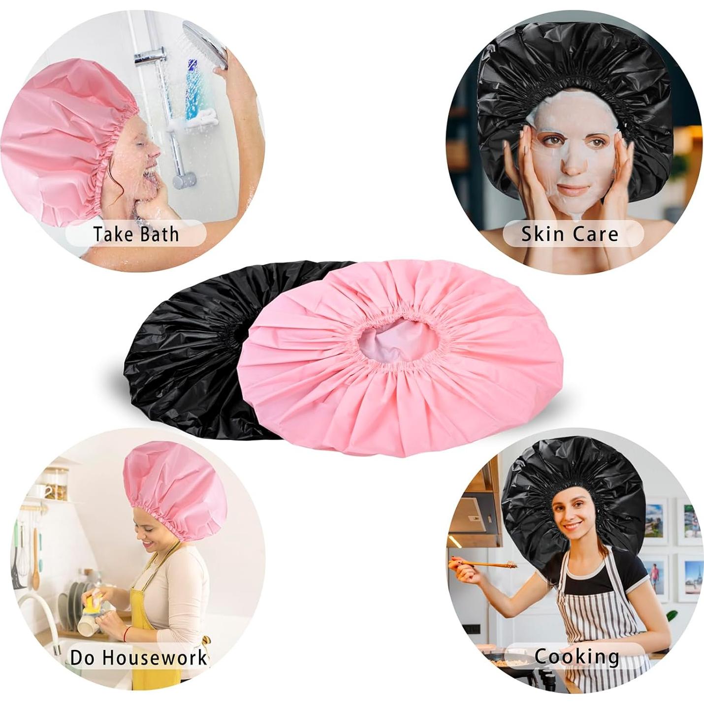 Gorros de Ducha Jumbo CHFONG 2 PCS Impermeables para Cabello Largo