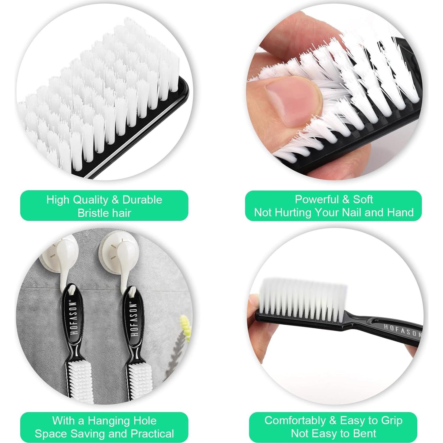 Paquete de 6 cepillos de uñas HOFASON ergonómicos negros