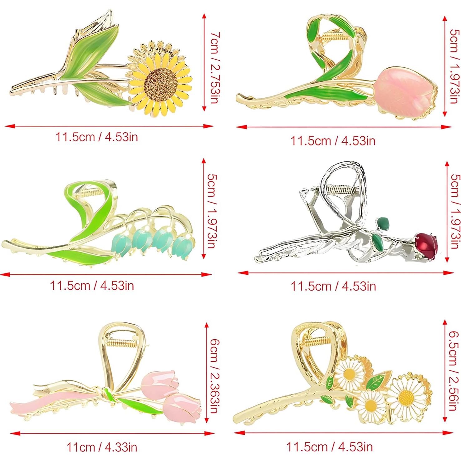 Pinzas para el cabello metálicas REALHUNLEE 6 Pcs con flores