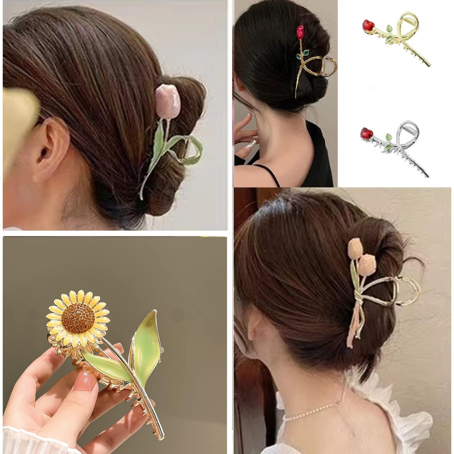 Pinzas para el cabello metálicas REALHUNLEE 6 Pcs con flores
