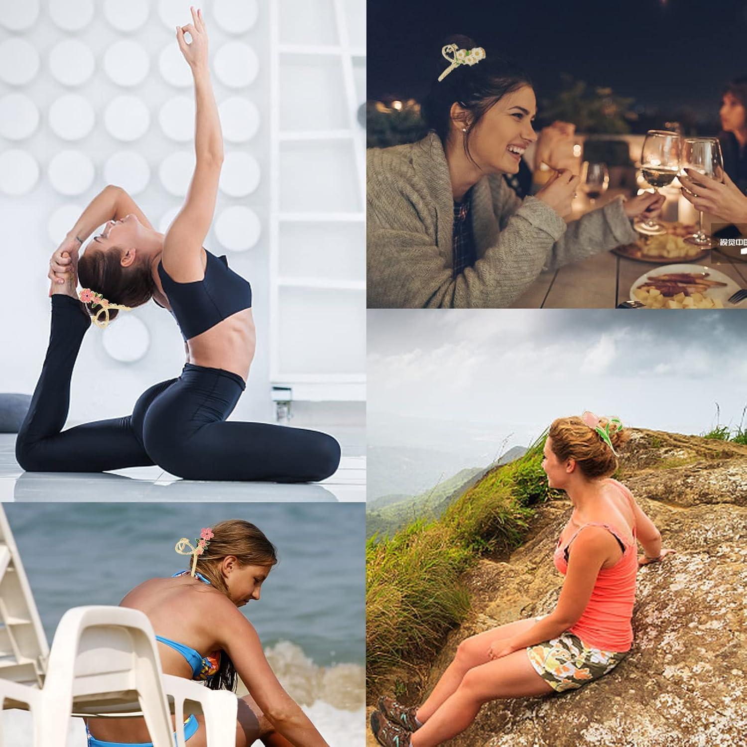 Pinzas para el cabello metálicas REALHUNLEE 6 Pcs con flores