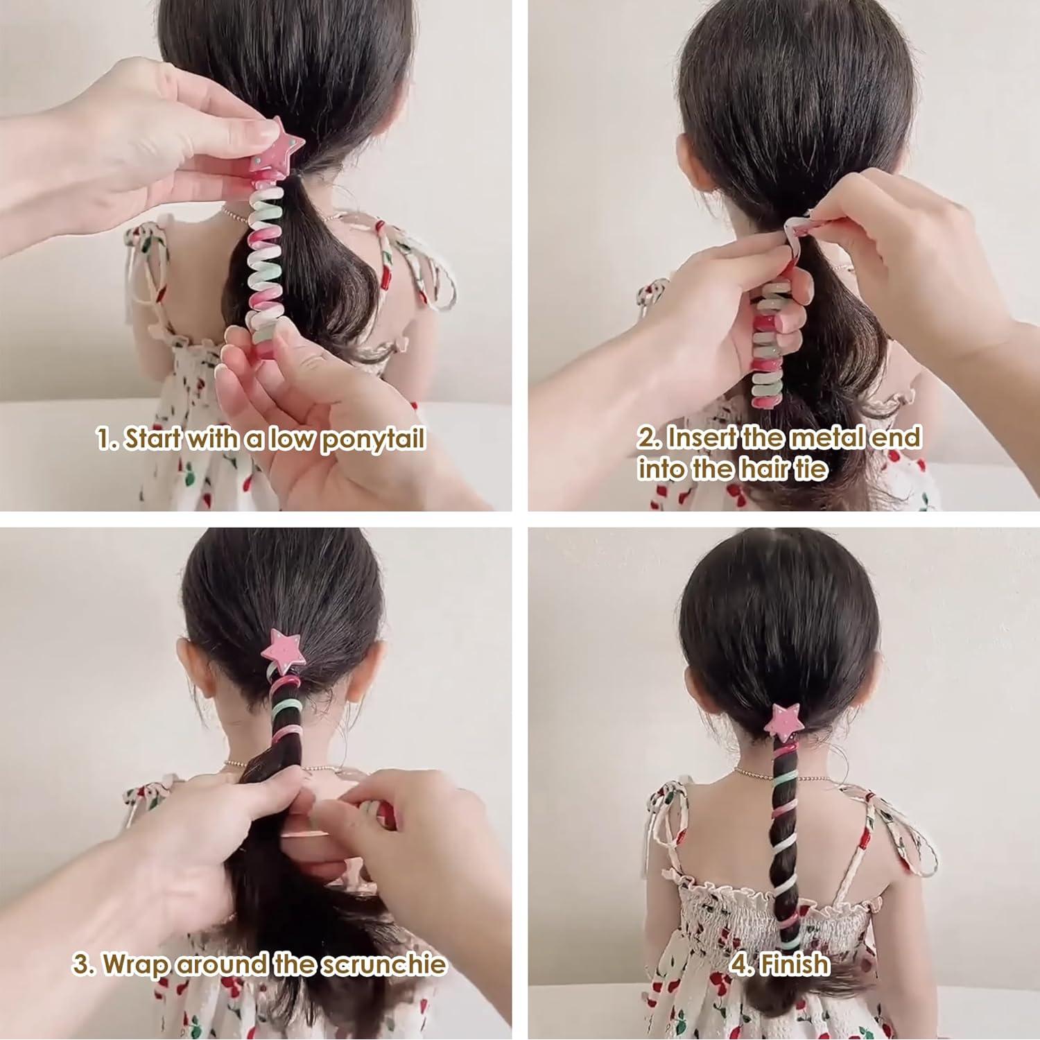 Tiras de Cabello Espiral Elásticas para Mujeres y Niñas - 5 Colores