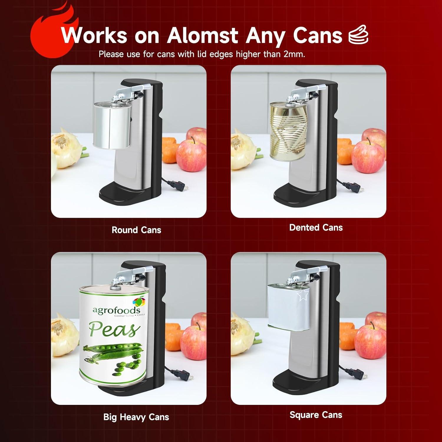 Abrelatas Eléctrico Davivy de Acero Inoxidable Grande