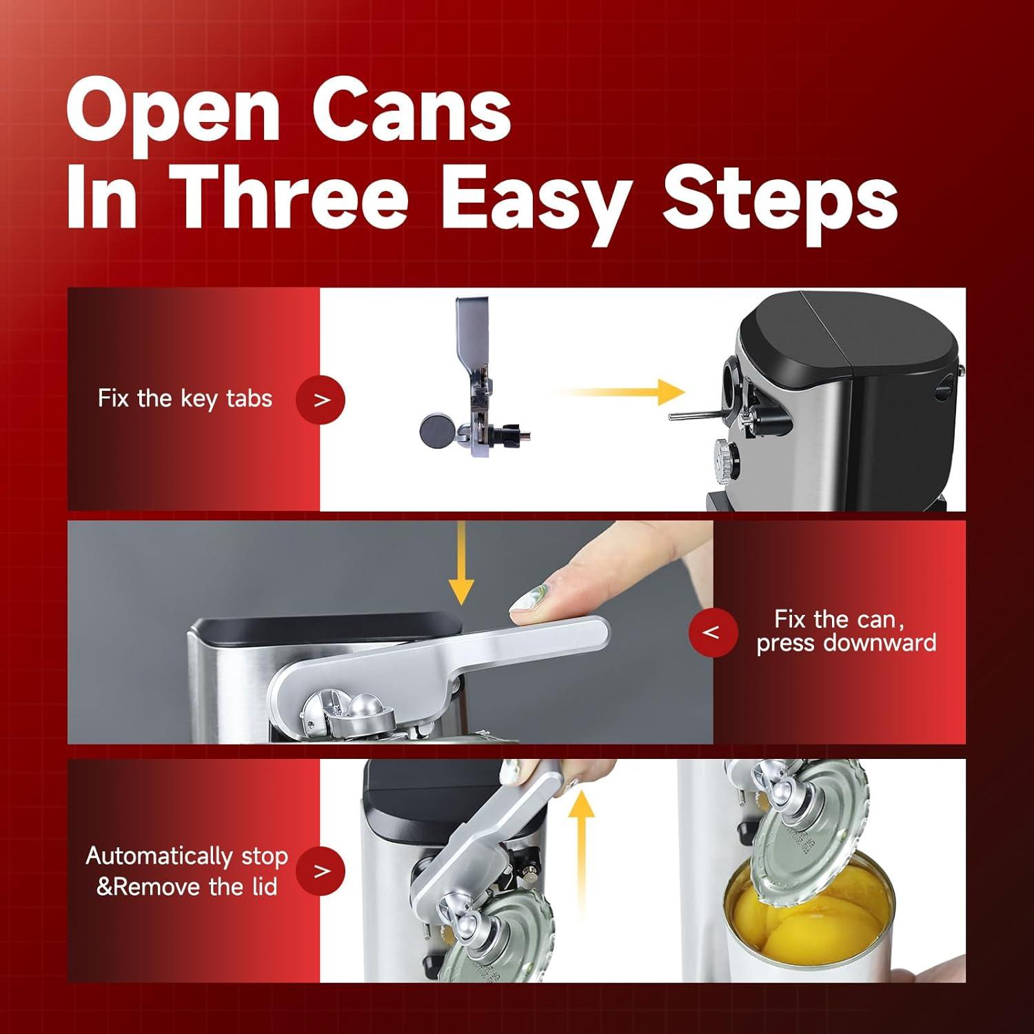 Abrelatas Eléctrico Davivy de Acero Inoxidable Grande