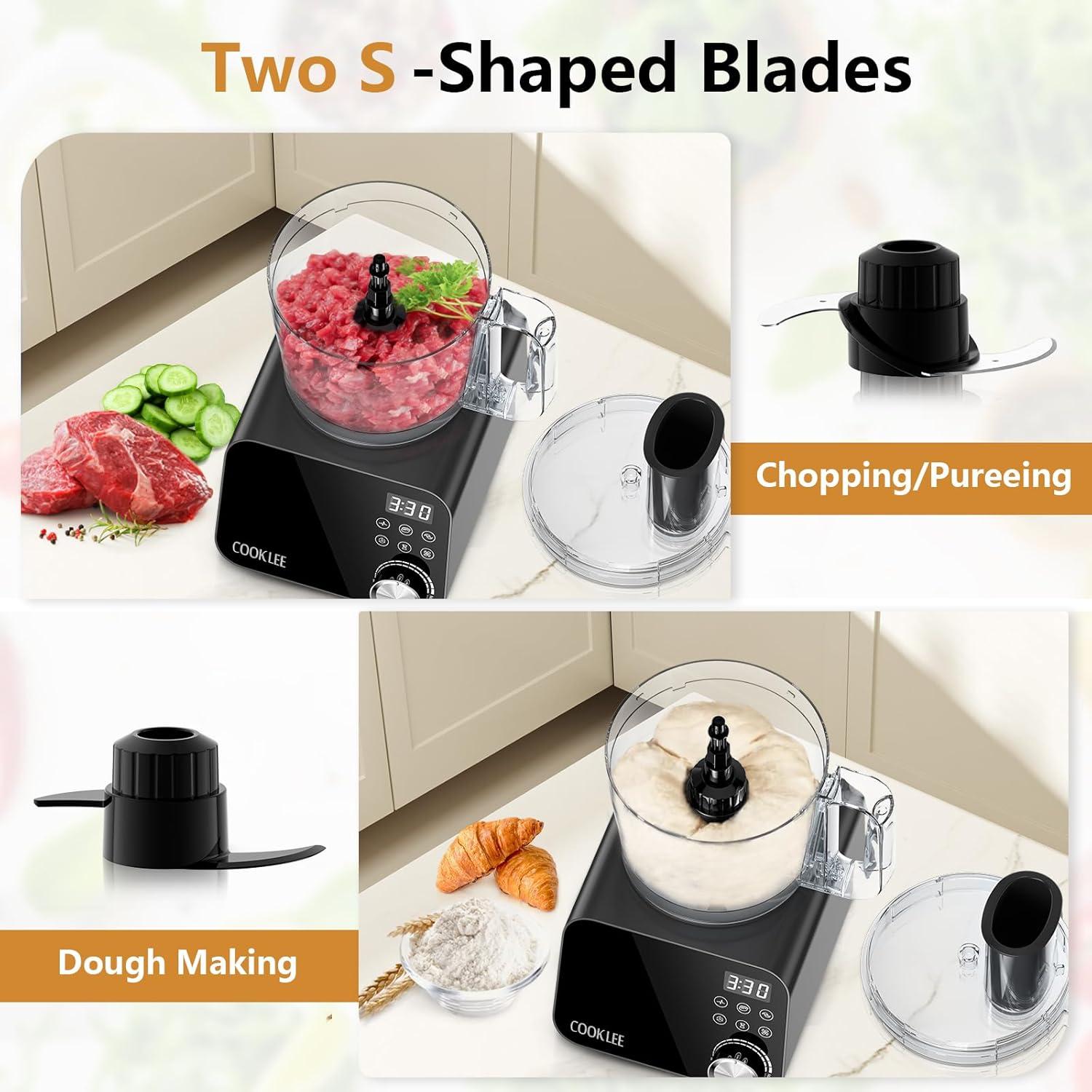 Procesador de Alimentos COOKLEE 600W 12 Tazas 6 Funciones Negro