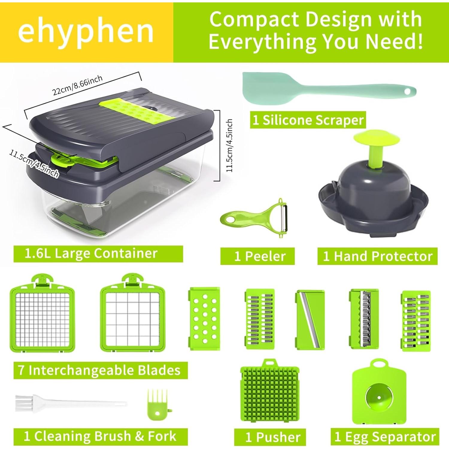 Picador de Verduras eHyphen 16 en 1 Libre de BPA Verde