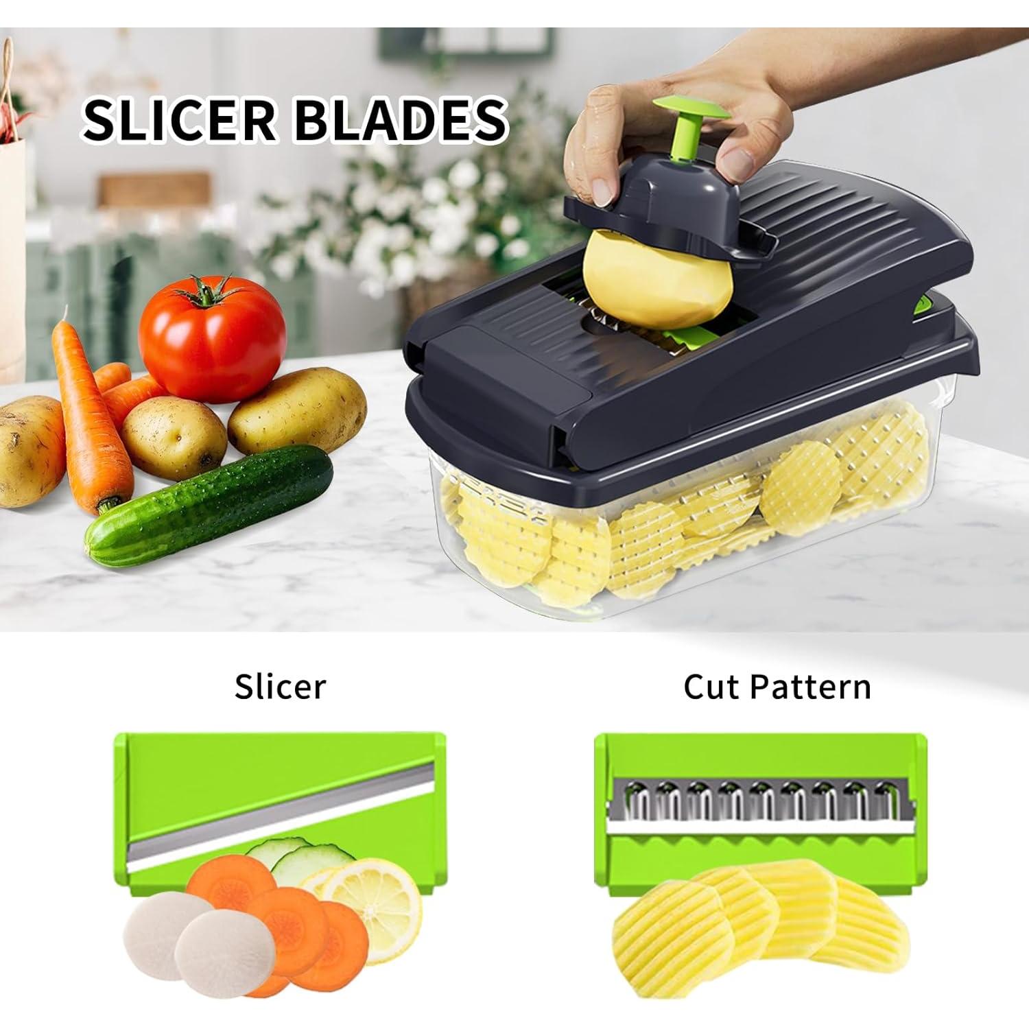 Picador de Verduras eHyphen 16 en 1 Libre de BPA Verde