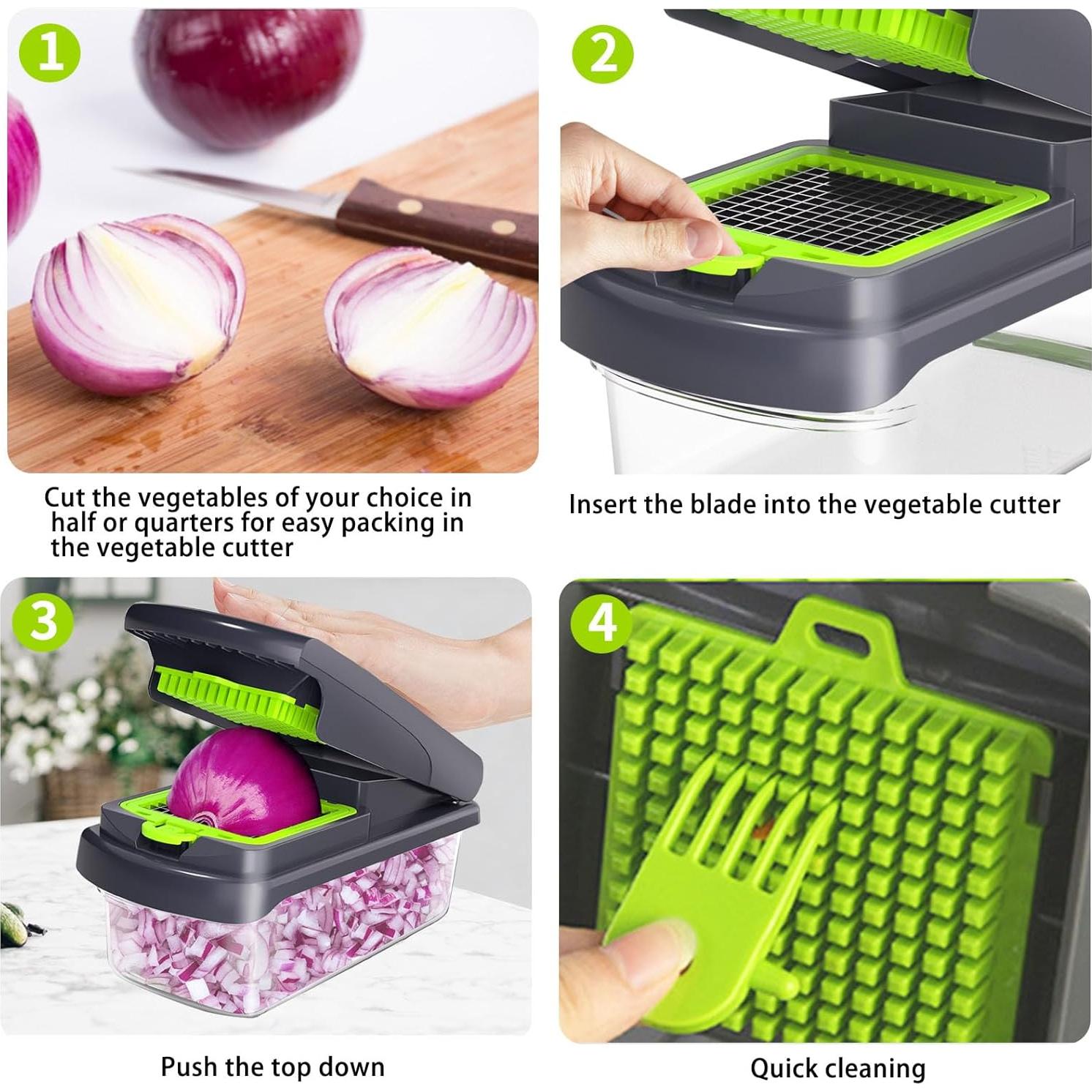 Picador de Verduras eHyphen 16 en 1 Libre de BPA Verde