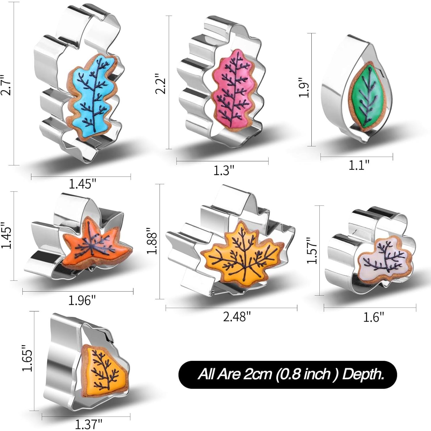 Juego de 7 Cortadores de Galletas en Forma de Hoja SurgeHai