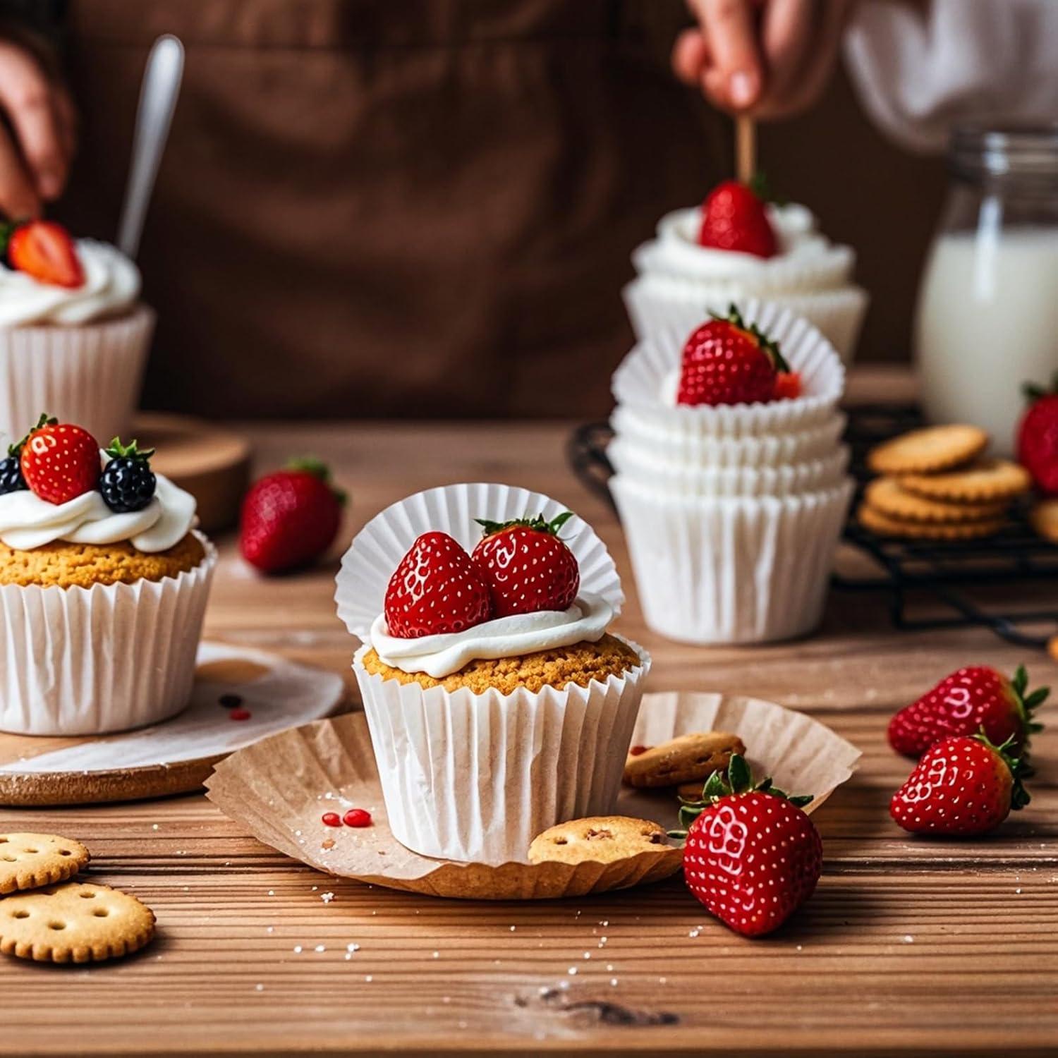 Forros de Cupcake Hzyxgs 500 Piezas Antiadherentes Blancos