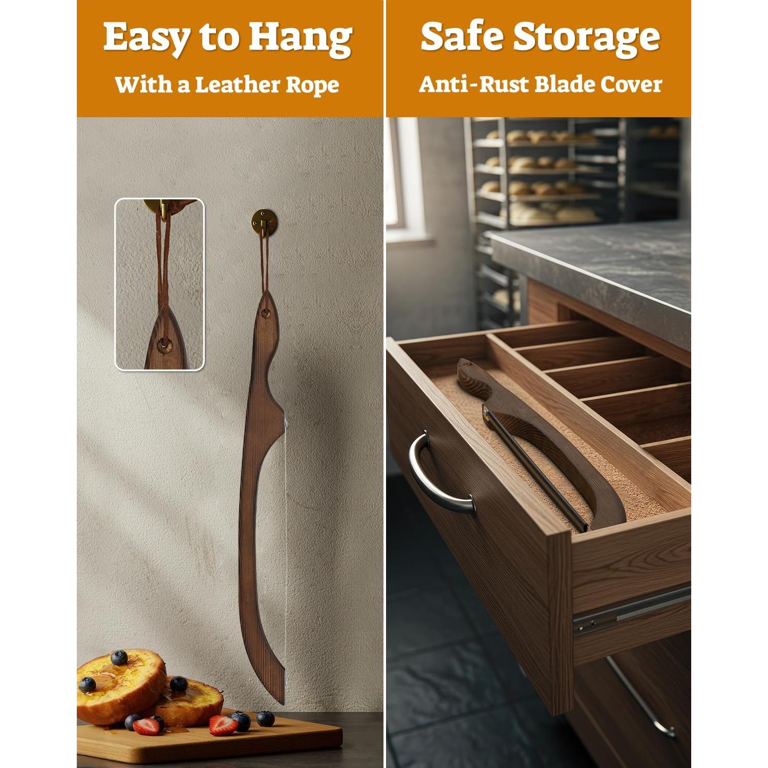 Cortador de Pan Indirewash 41.9 cm Serrado Madera Carbón