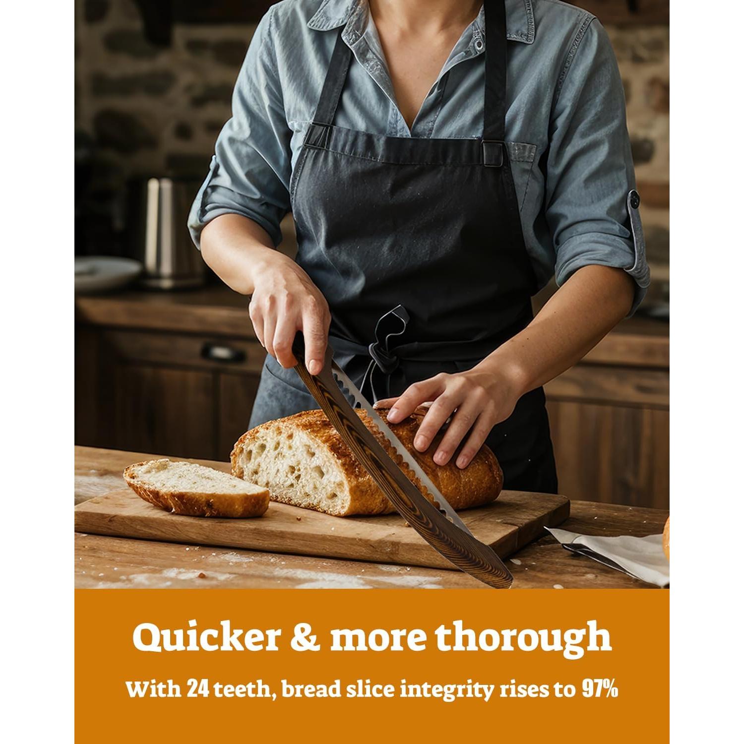 Cortador de Pan Indirewash 41.9 cm Serrado Madera Carbón
