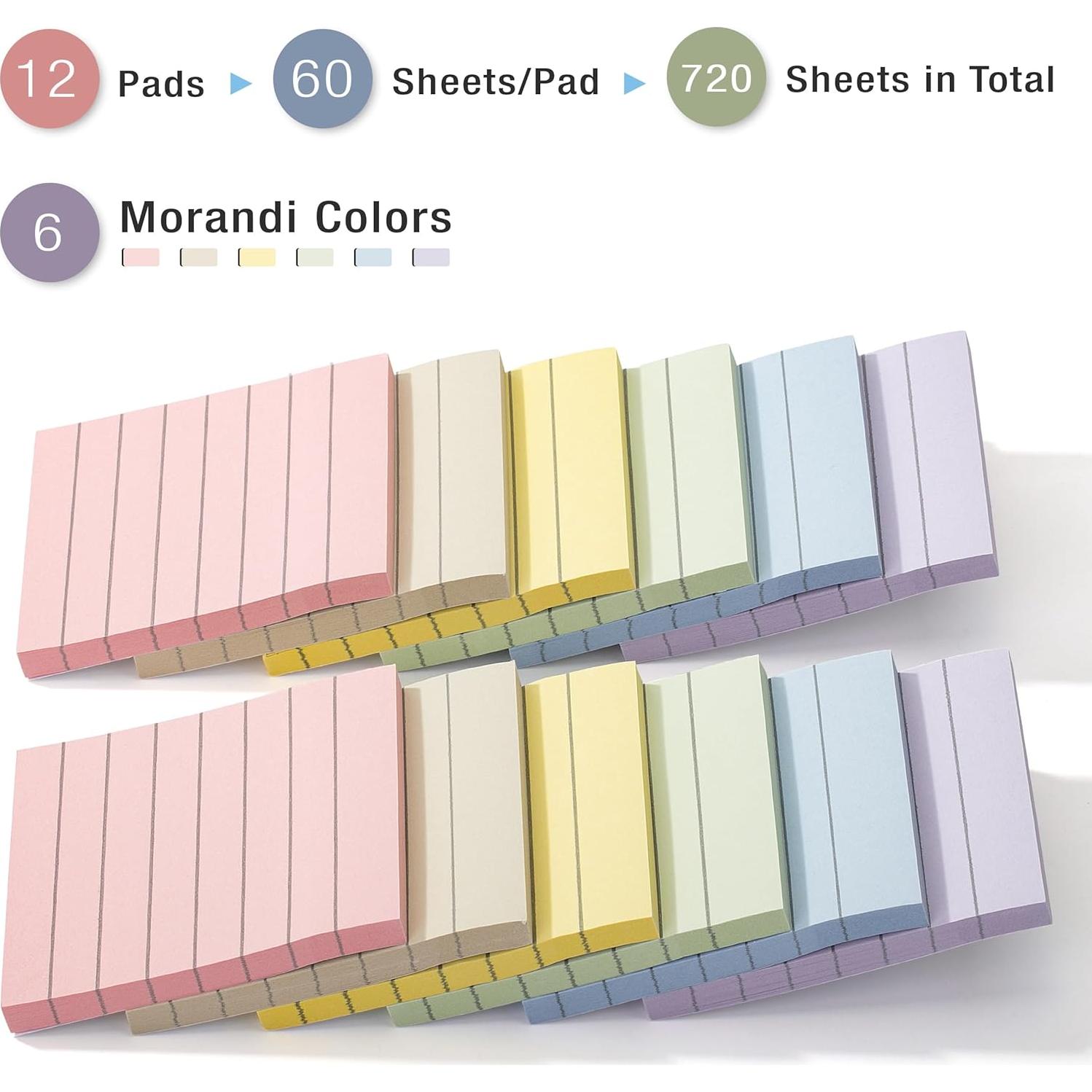 Notas Adhesivas Rayadas Mr. Pen 3x3" Morandi 720 Hojas