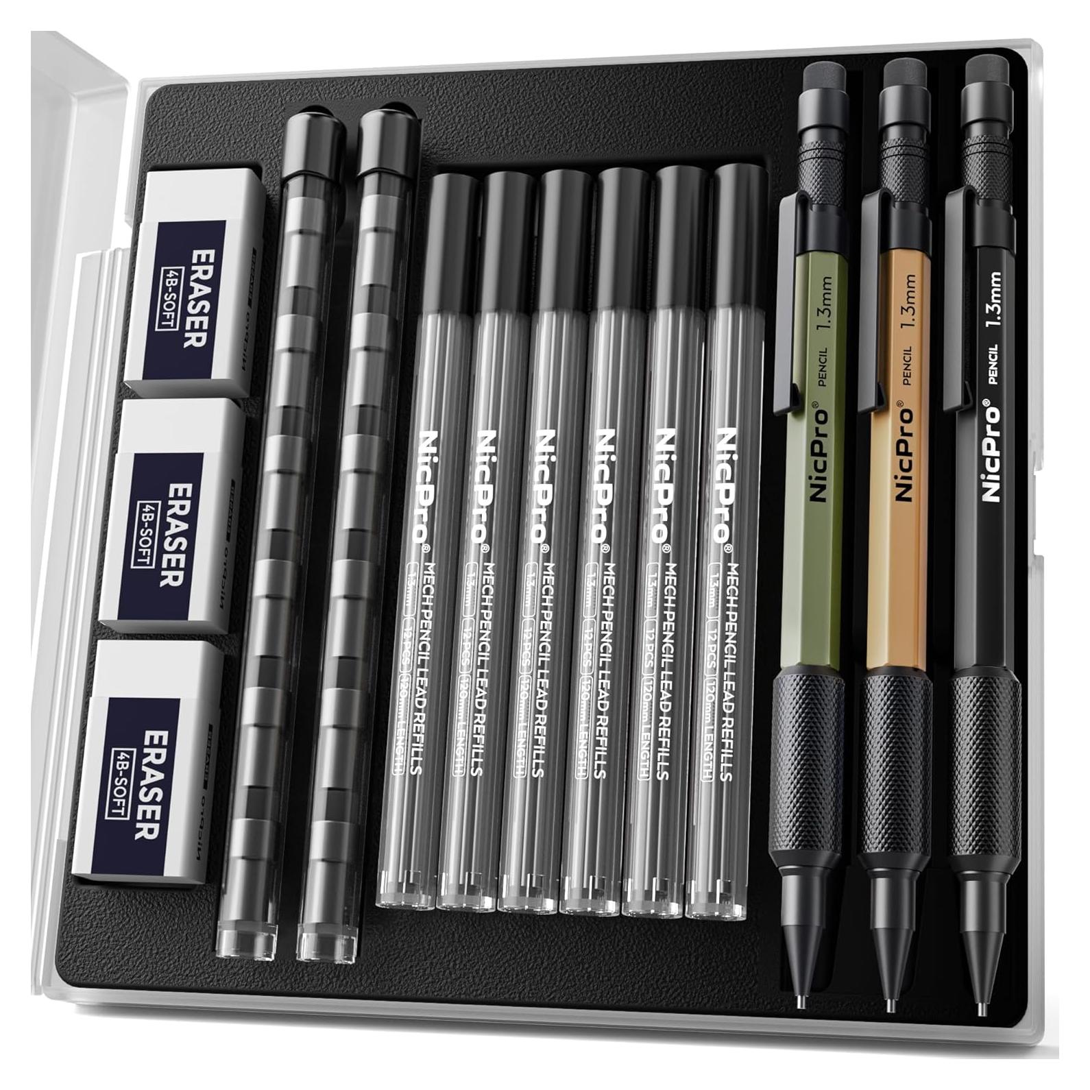 Conjunto de Lápices Mecánicos Nicpro MP2000 1.3mm 3 Colores