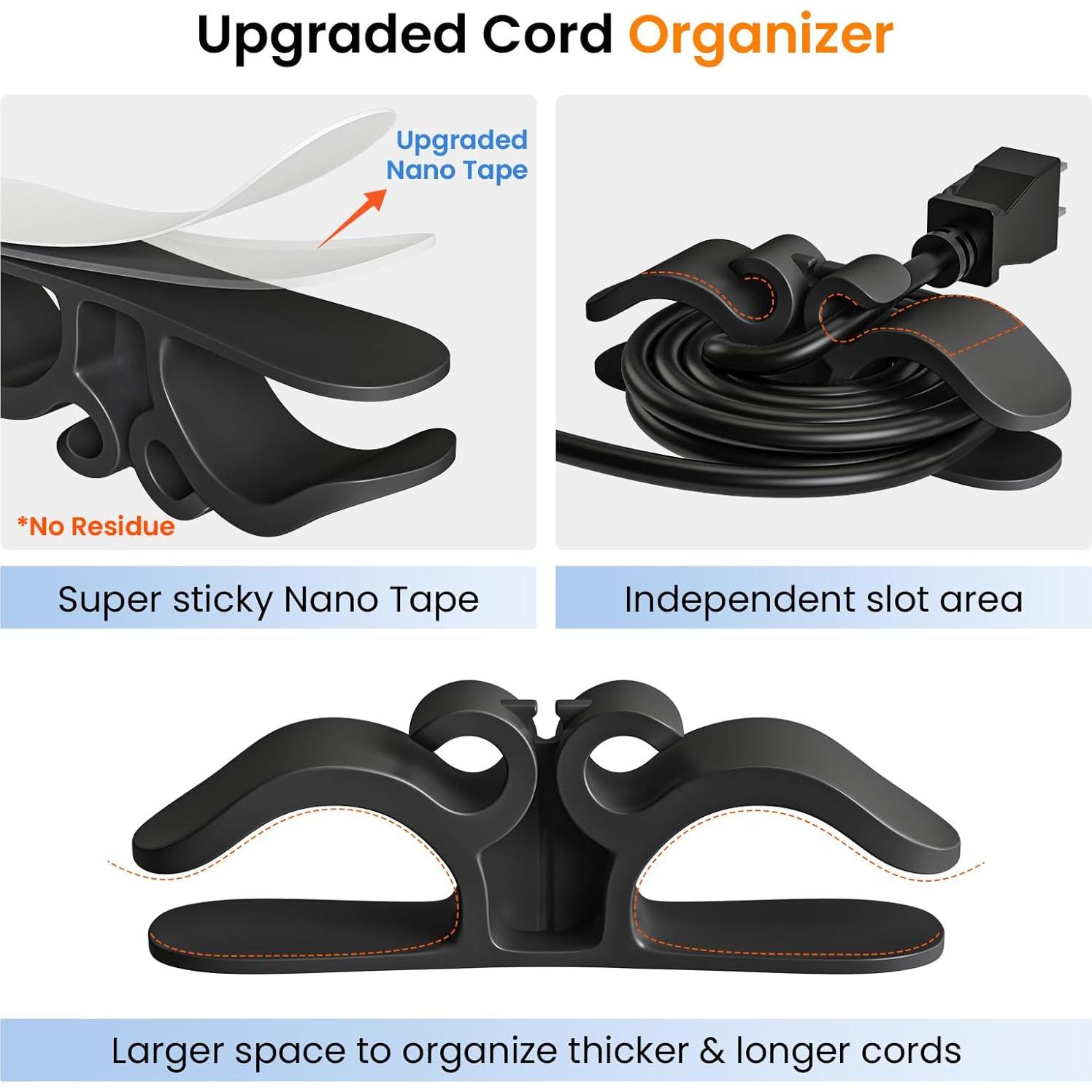Organizador de Cables Searuodio - Paquete de 6, Negro
