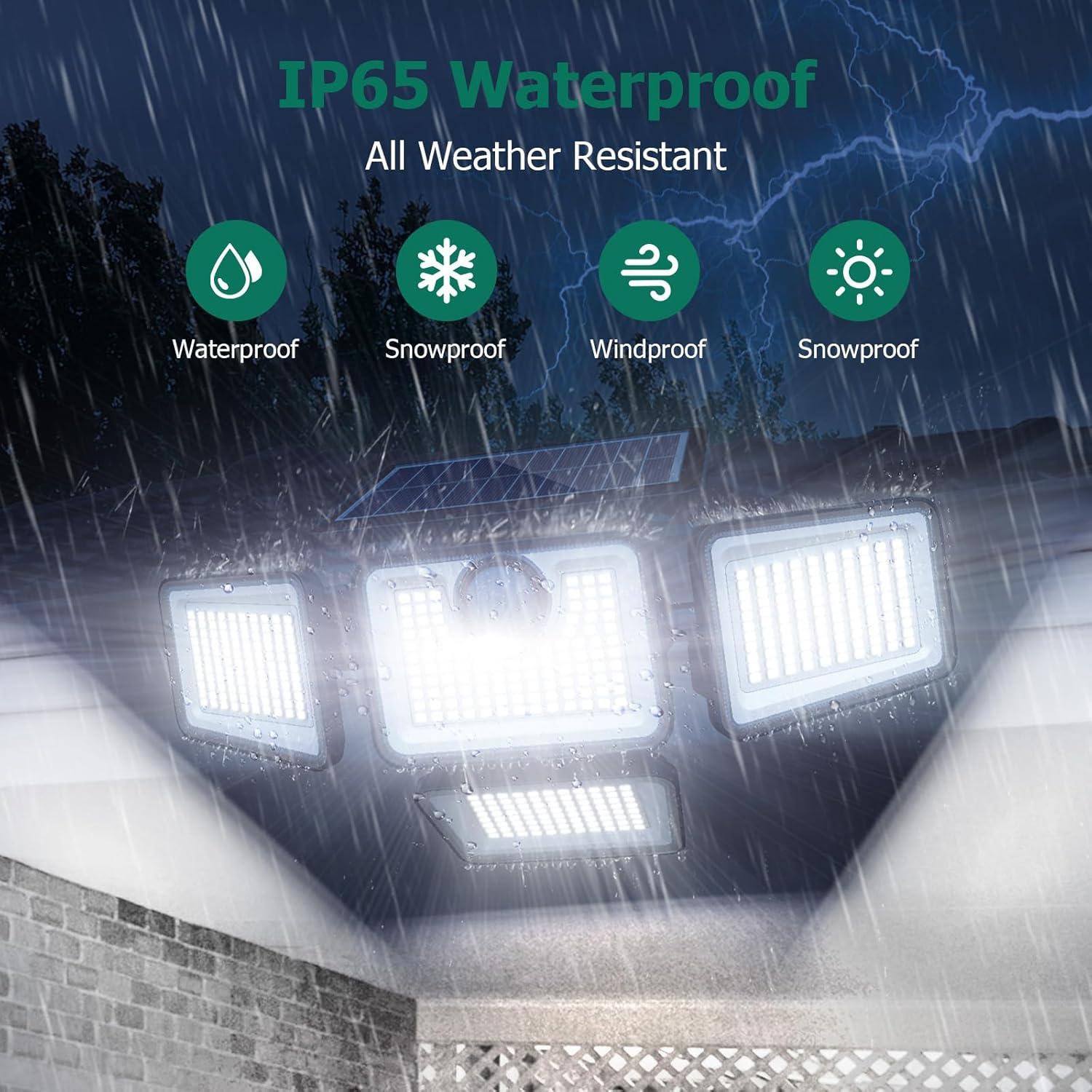 Luces Solares Exteriores 4500LM Omibee, 4 Cabezas Ajustables