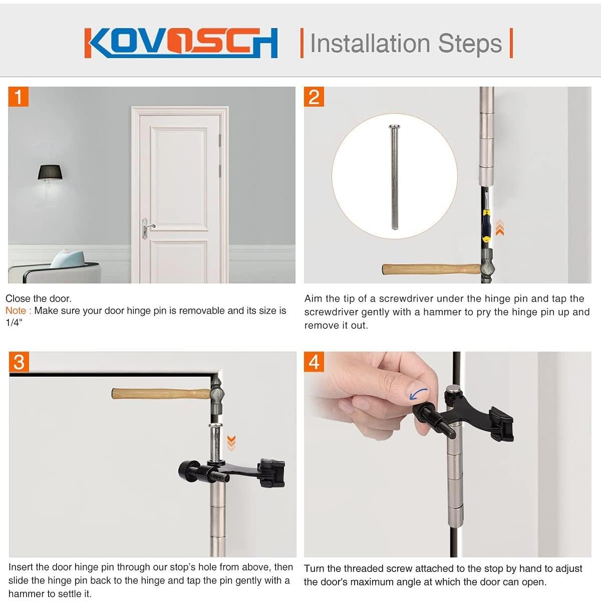 Parada de Puerta Ajustable KOVOSCH 6 Piezas Negro Resistente