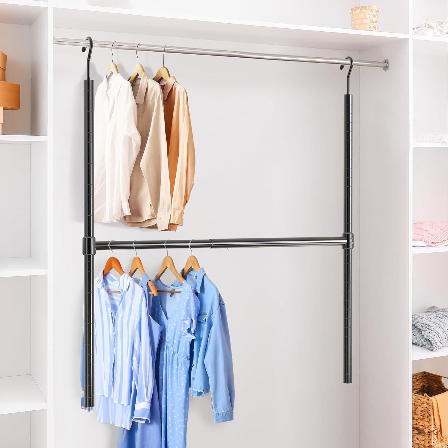 Varilla Colgante Ajustable Simple Houseware, Negro 47.63-77.47 cm