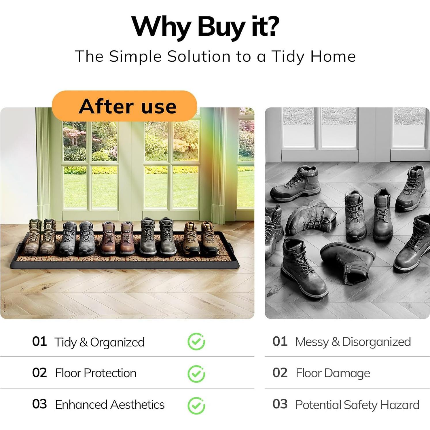 Bandeja para Botas Mibao 40.6x120.6cm Antideslizante Impermeable