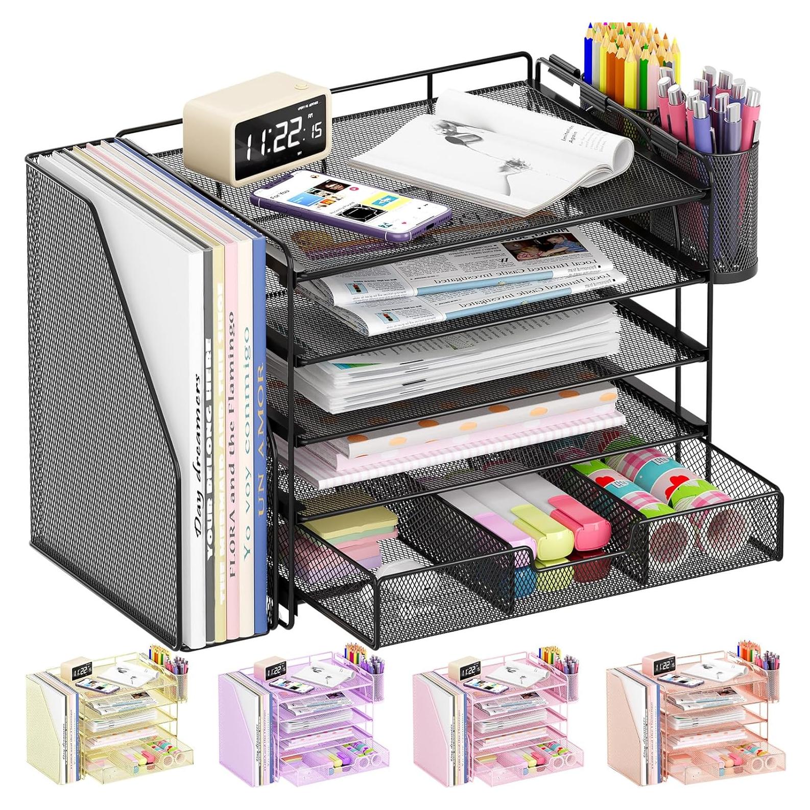 Organizador de Escritorio OPNICE 5 Niveles Metal Negro