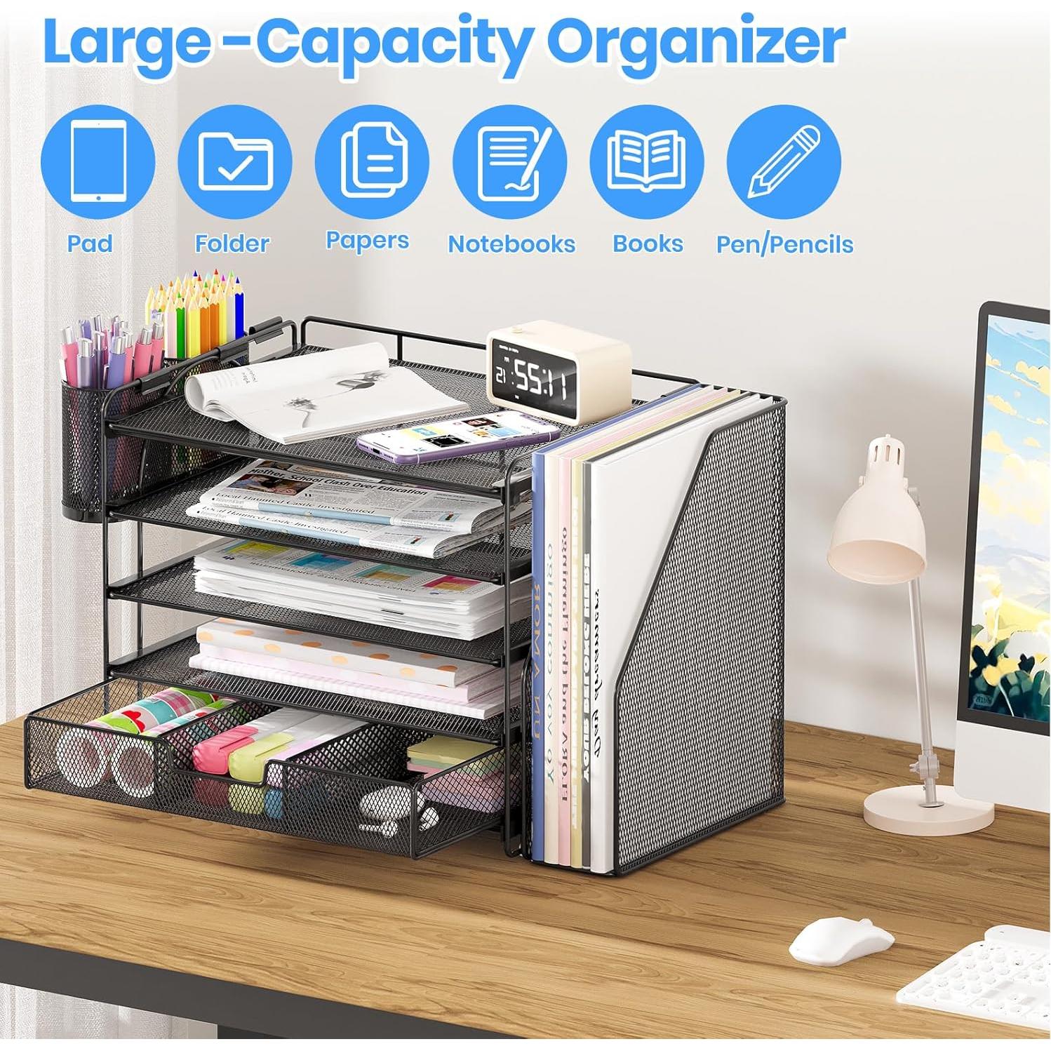 Organizador de Escritorio OPNICE 5 Niveles Metal Negro