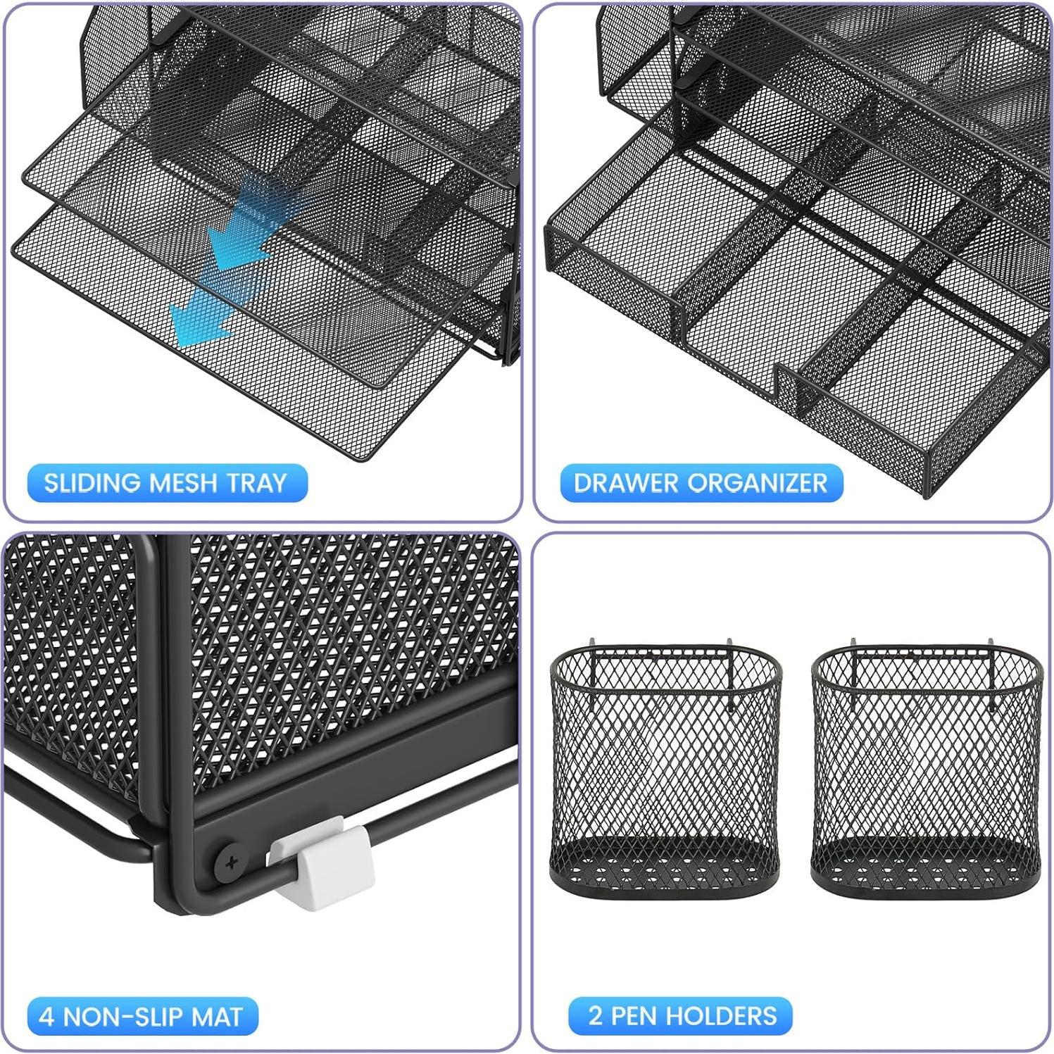 Organizador de Escritorio OPNICE 5 Niveles Metal Negro