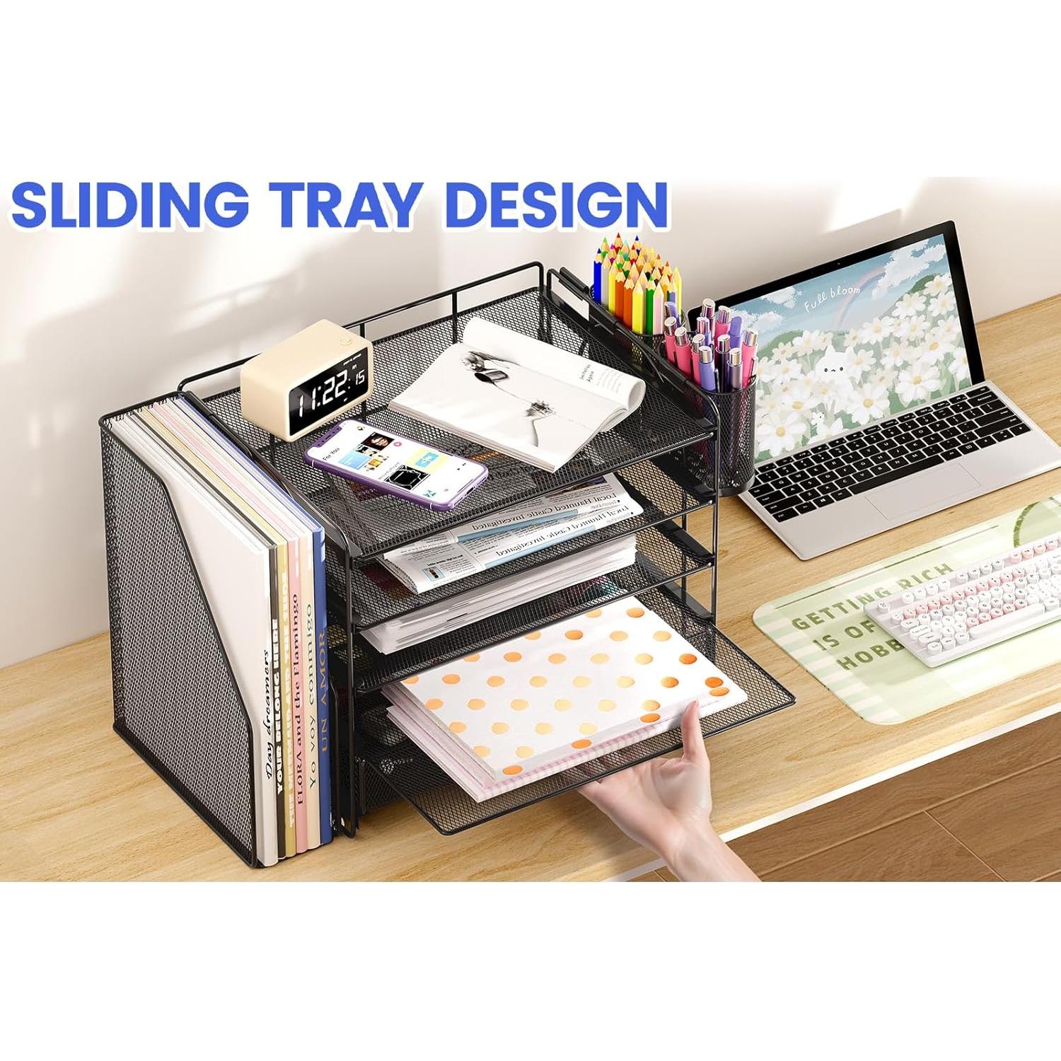 Organizador de Escritorio OPNICE 5 Niveles Metal Negro