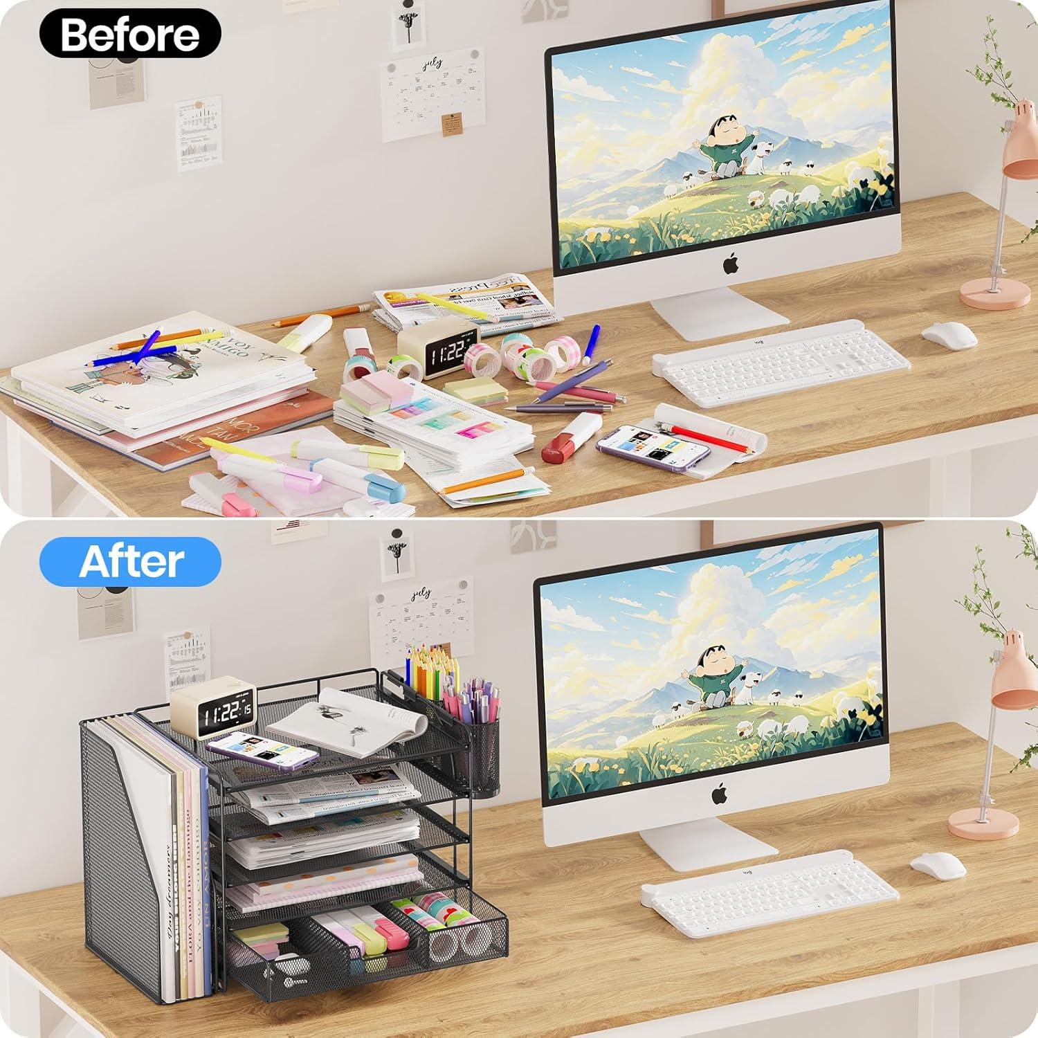 Organizador de Escritorio OPNICE 5 Niveles Metal Negro