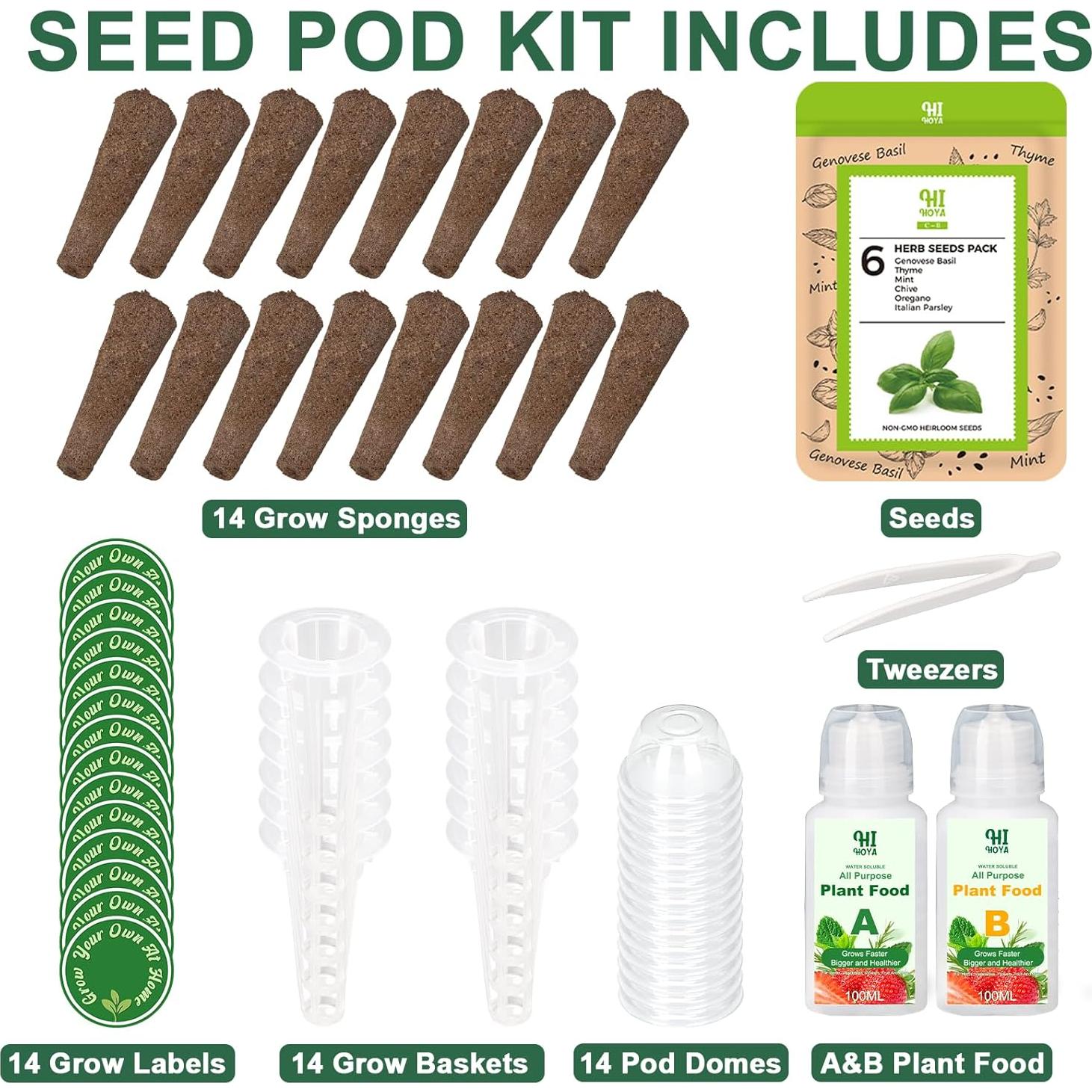 Kit de Cápsulas de Semillas de Hierbas Gourmet HiHOYA 14POD