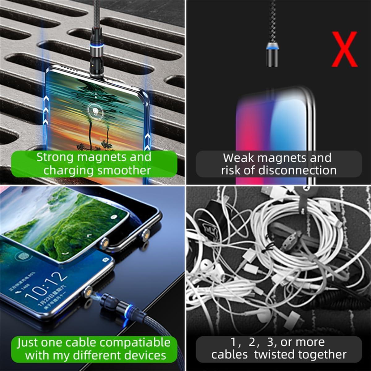 Cable de Carga Magnético 3 en 1 Losuesme 6 Piezas 3A