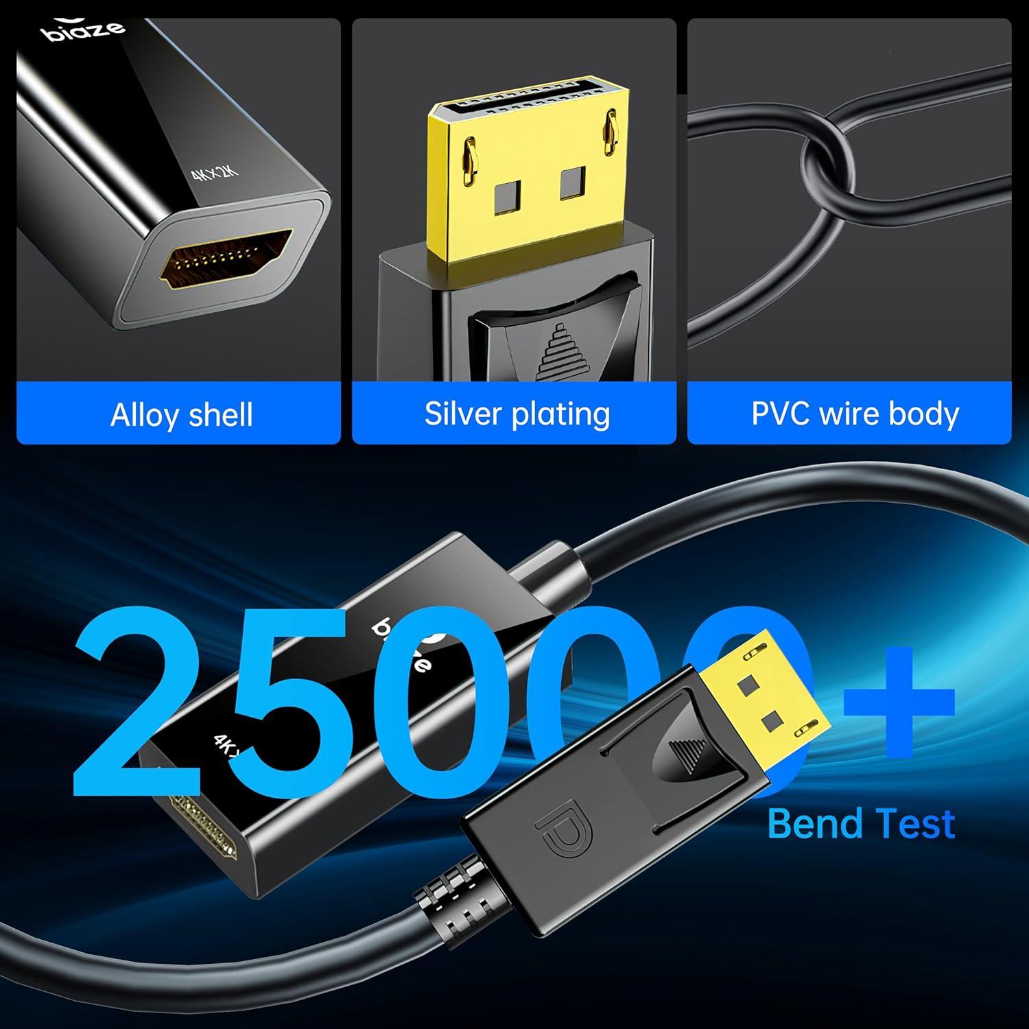 Adaptador DisplayPort a HDMI Biaze ZH39-4K, 4K 60Hz, Doble Pantalla