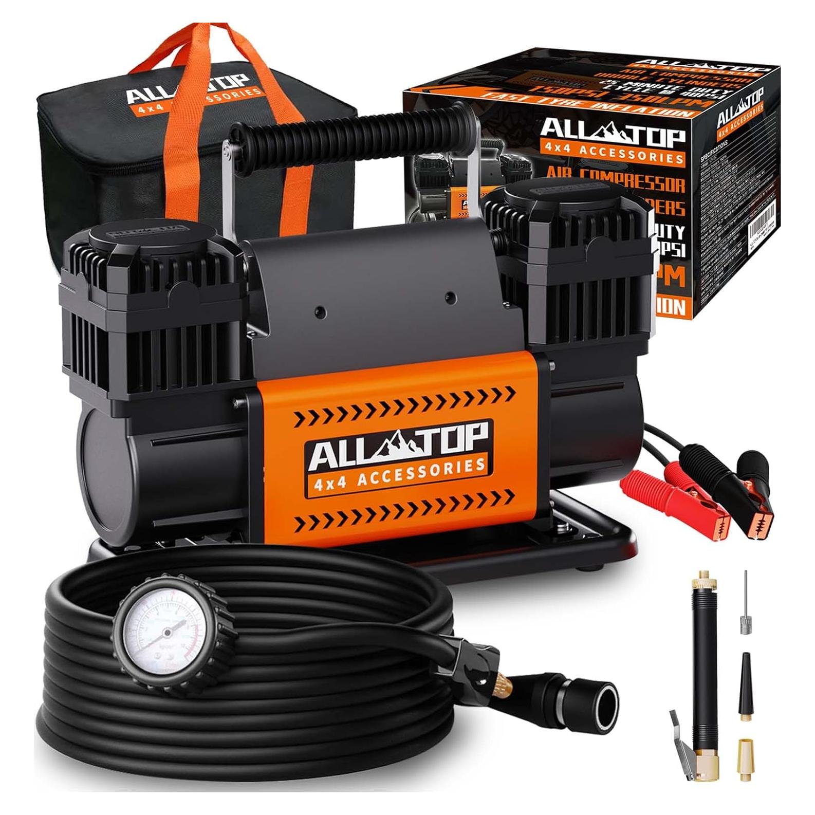 Compresor de Aire ALL-TOP Doble Cilindro 12V 350 LPM 150 PSI