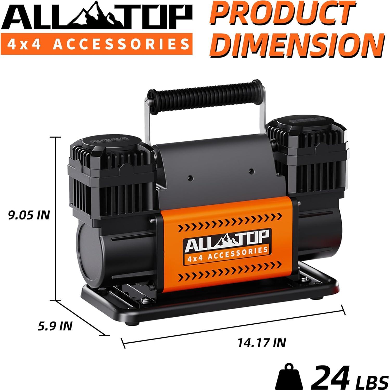 Compresor de Aire ALL-TOP Doble Cilindro 12V 350 LPM 150 PSI