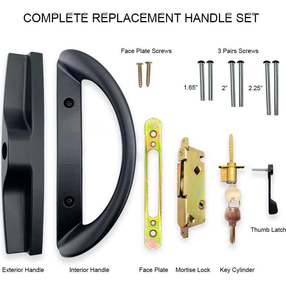 Juego de Manija de Puerta Corredera ALYWASAI con Cerradura Negra