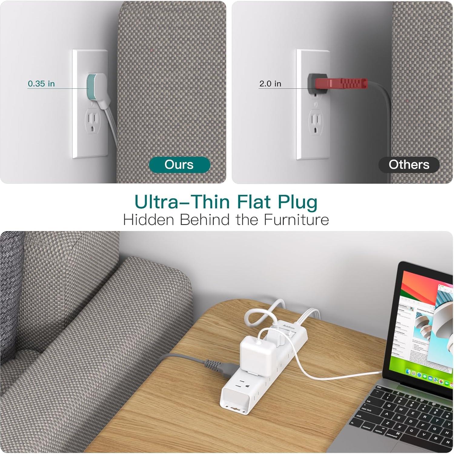 Regleta de Enchufes Addtam 12 Salidas 1 Pie Blanca con Protección