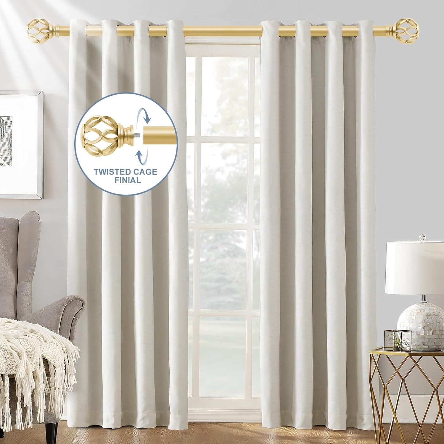 Varillas de Cortina Ajustables TVWOO Doradas 45-114 cm