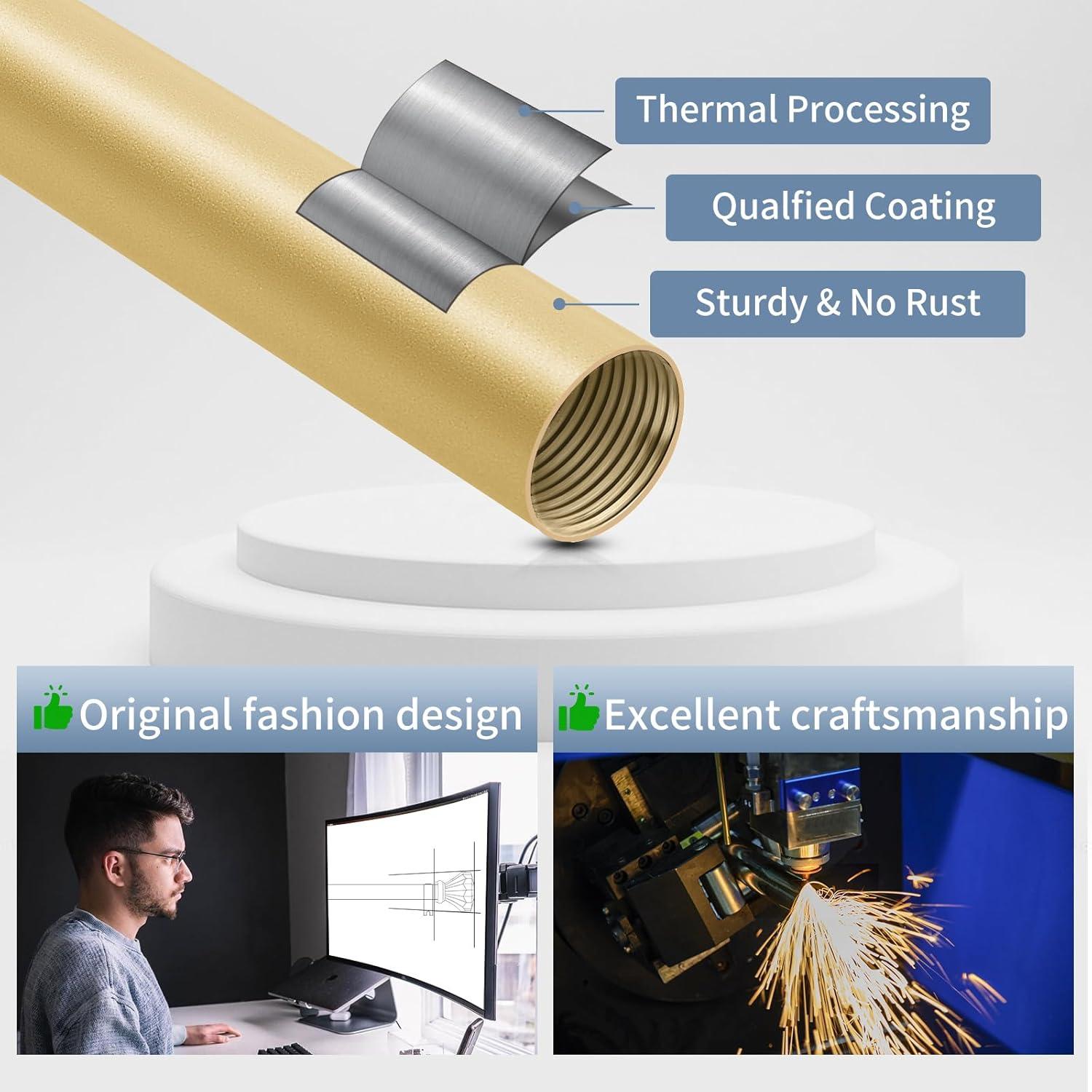 Varillas de Cortina Ajustables TVWOO Doradas 45-114 cm