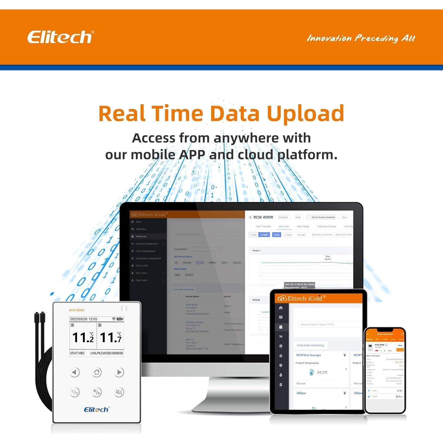 Registrador de Datos de Temperatura Elitech RCW-800W-TDE-V2 WiFi 5G/2.4G