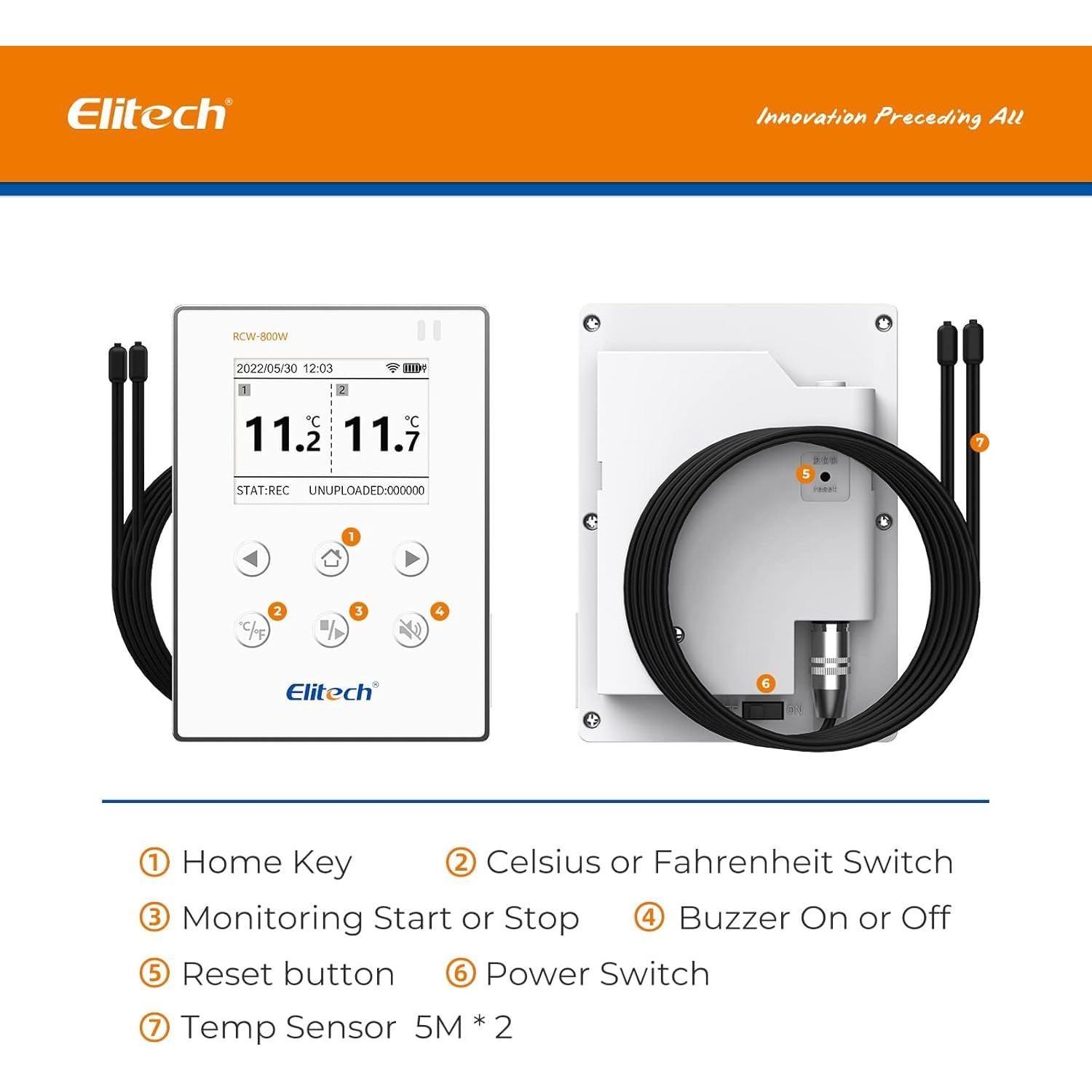 Registrador de Datos de Temperatura Elitech RCW-800W-TDE-V2 WiFi 5G/2.4G