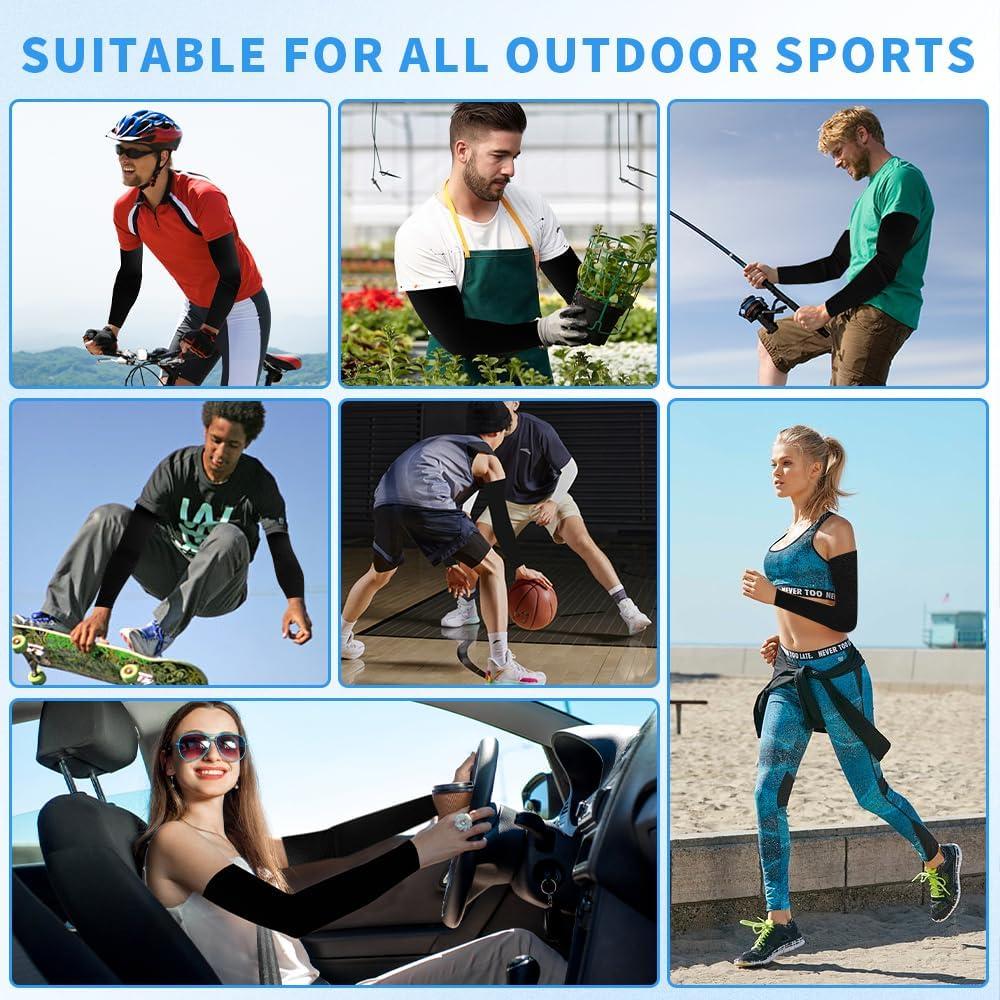 Mangas de Compresión Negras para Brazo - Unisex - Protección Solar