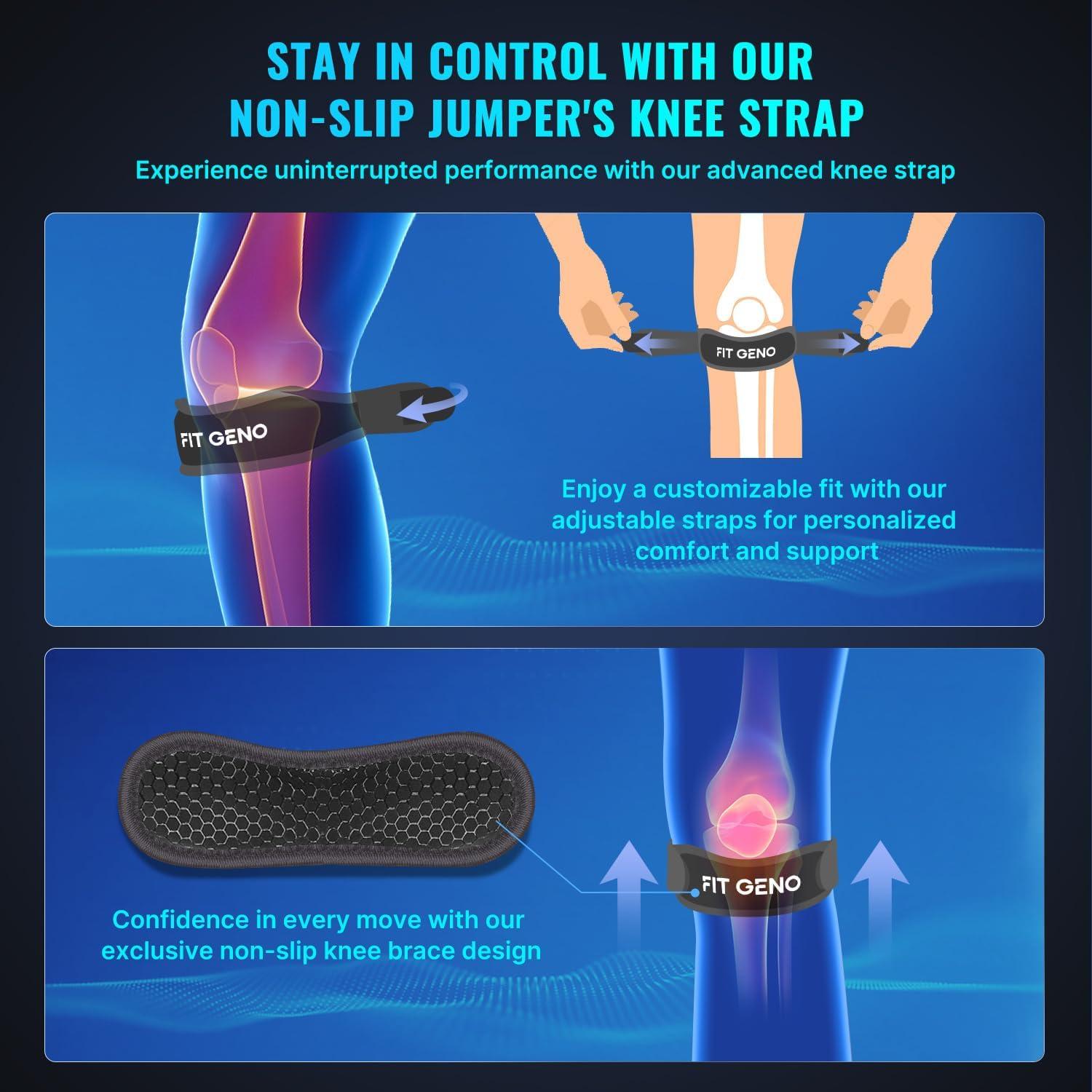 Soporte de Tendón Patelar Fit Geno - Faja Rodilla Ajustable Negro