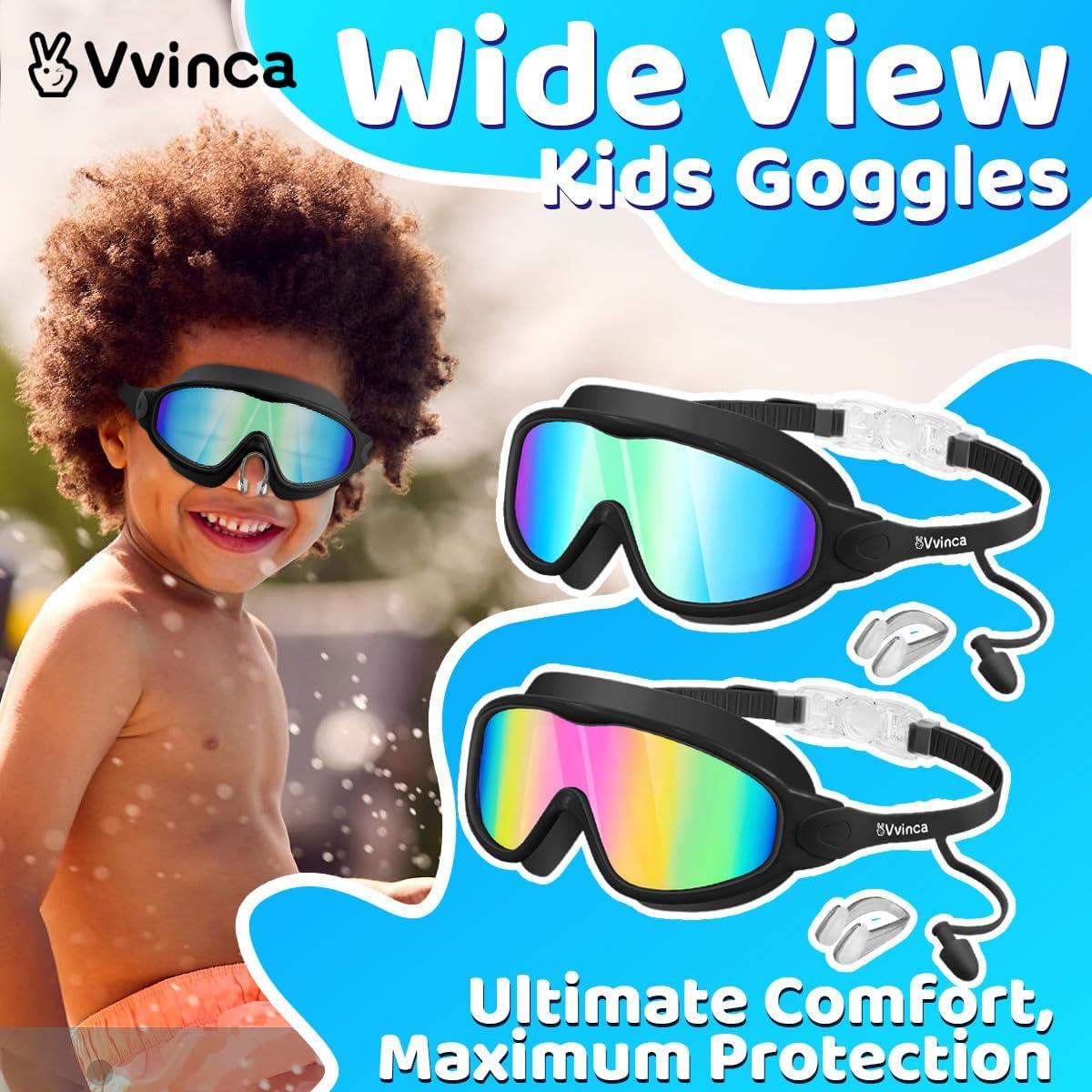 Gafas de natación Vvinca para niños con tapones y clip, UV400