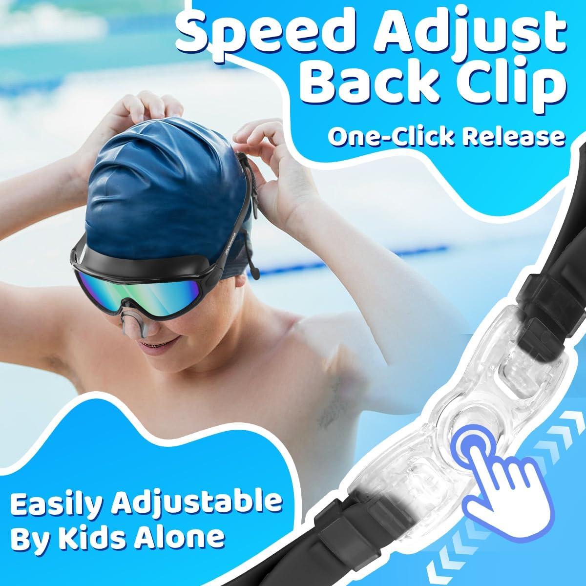 Gafas de natación Vvinca para niños con tapones y clip, UV400